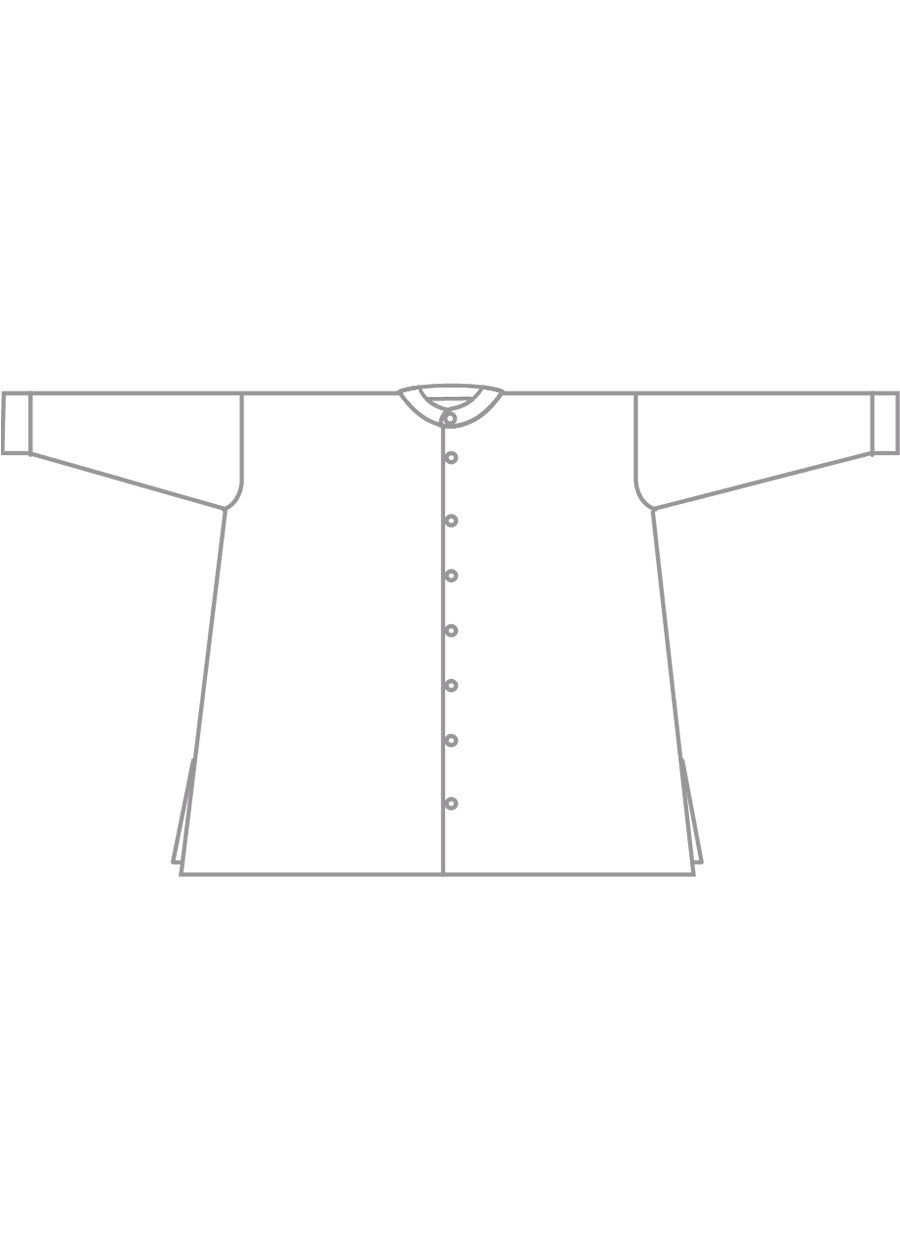 cotton wide a-line collarless classic shirt - long plus