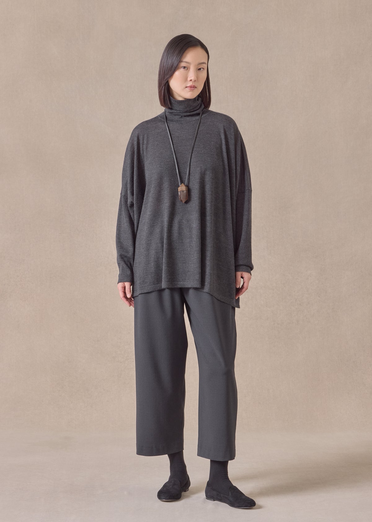 cashmere wide scrunch neck - mid plus