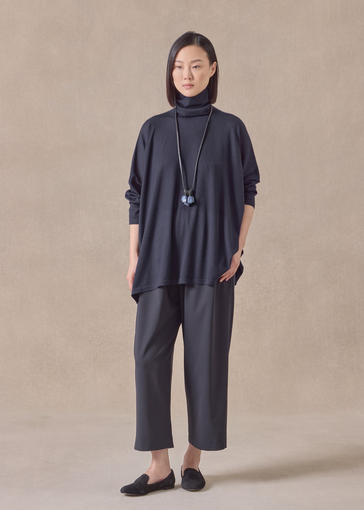 cashmere wide scrunch neck - mid plus