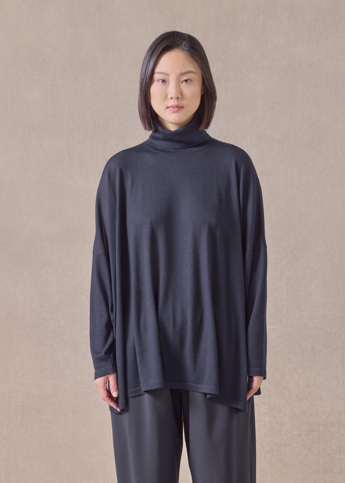 cashmere wide scrunch neck - mid plus