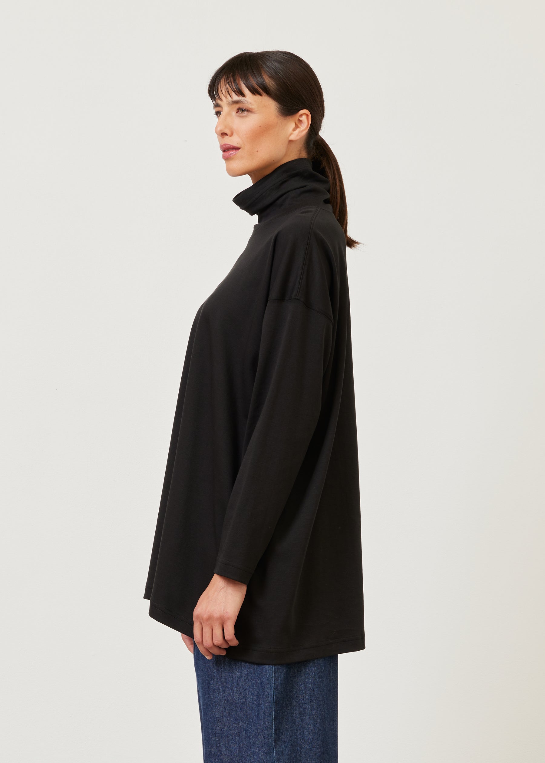 A-line long sleeve scrunch neck - long