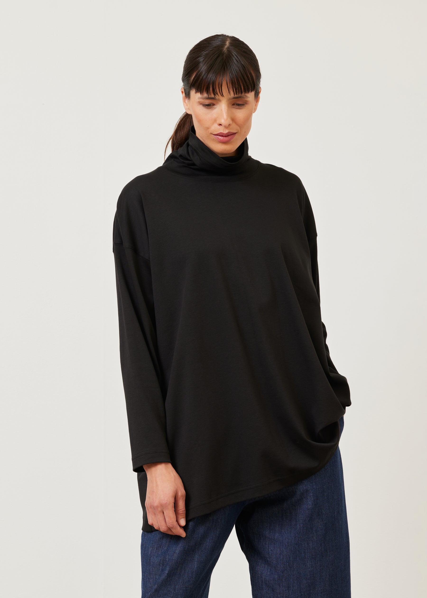 A-line long sleeve scrunch neck - long