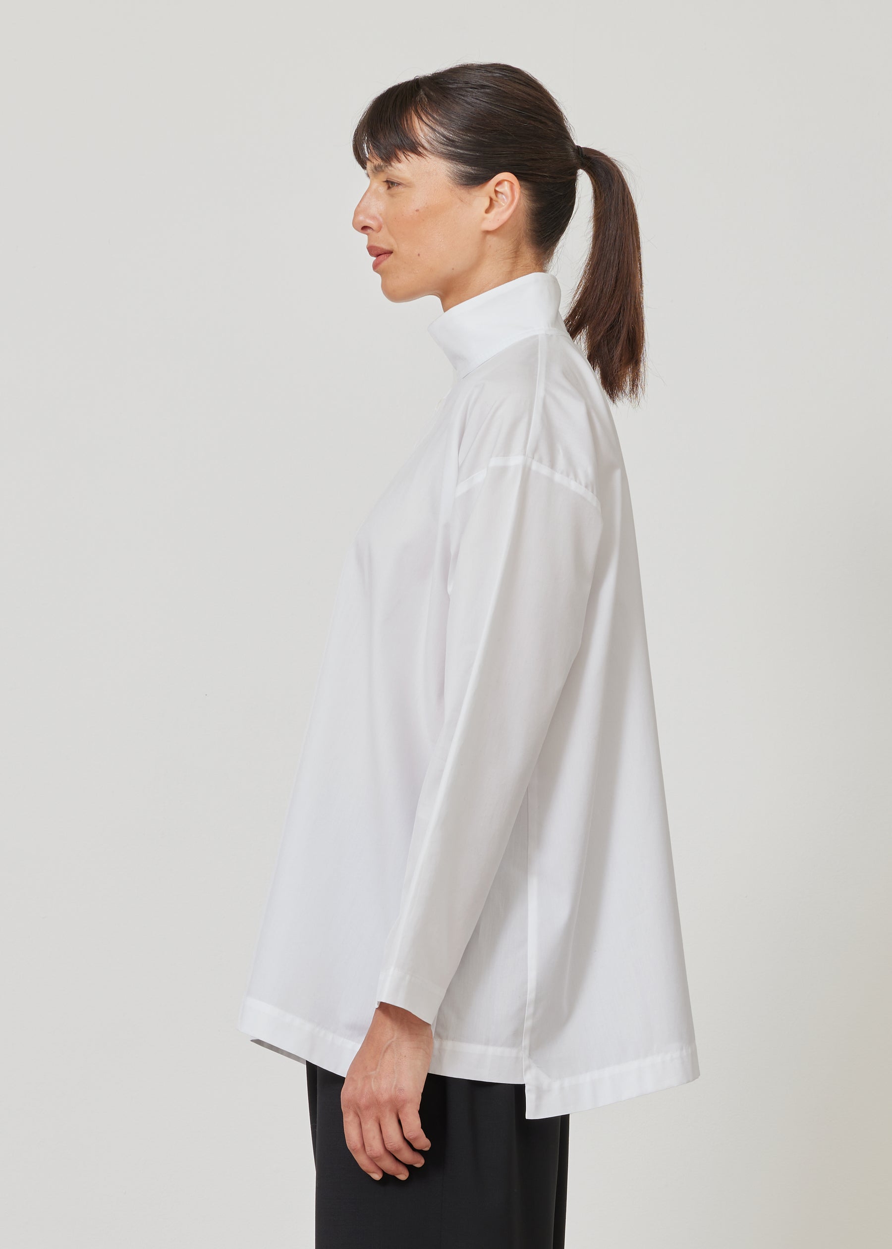 slim a-line two collar shirt with step insert - long