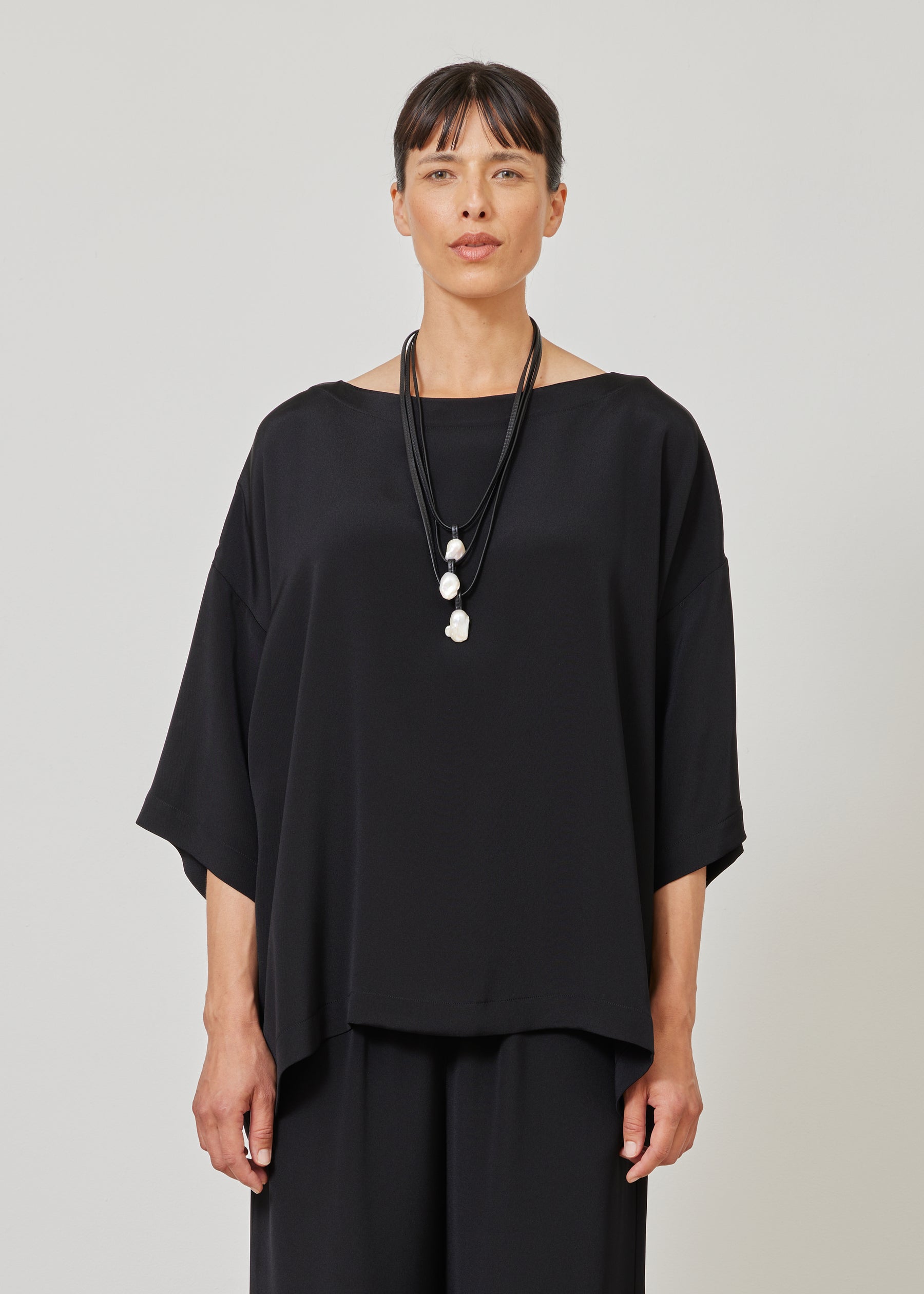 3/4 sleeve bateau neck tunic - long