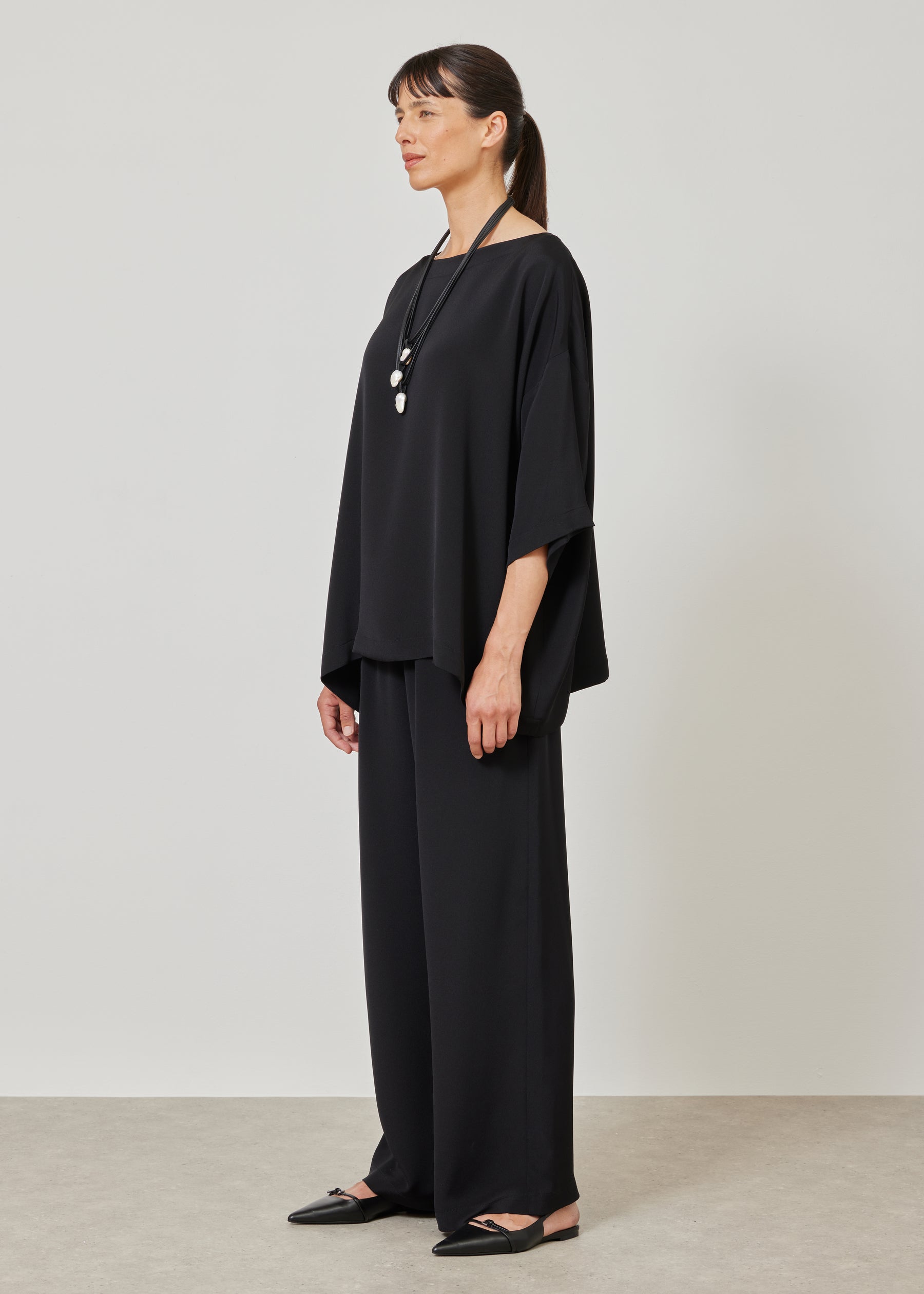 3/4 sleeve bateau neck tunic - long