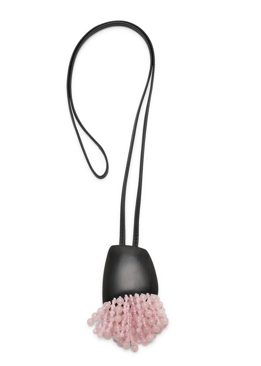 rose quartz stone stranded necklace