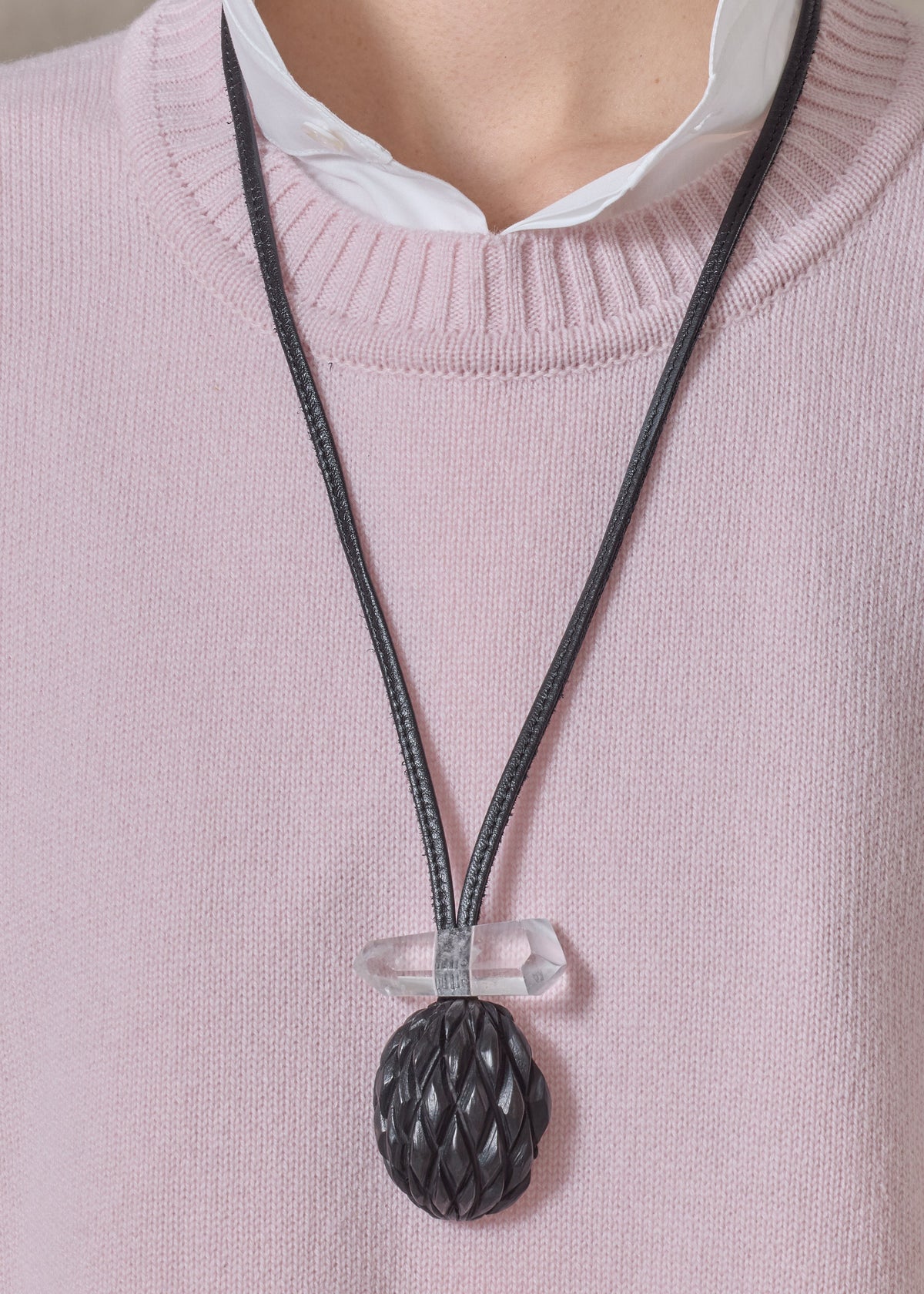 carved 'pineapple' kamagong & crystal pendant