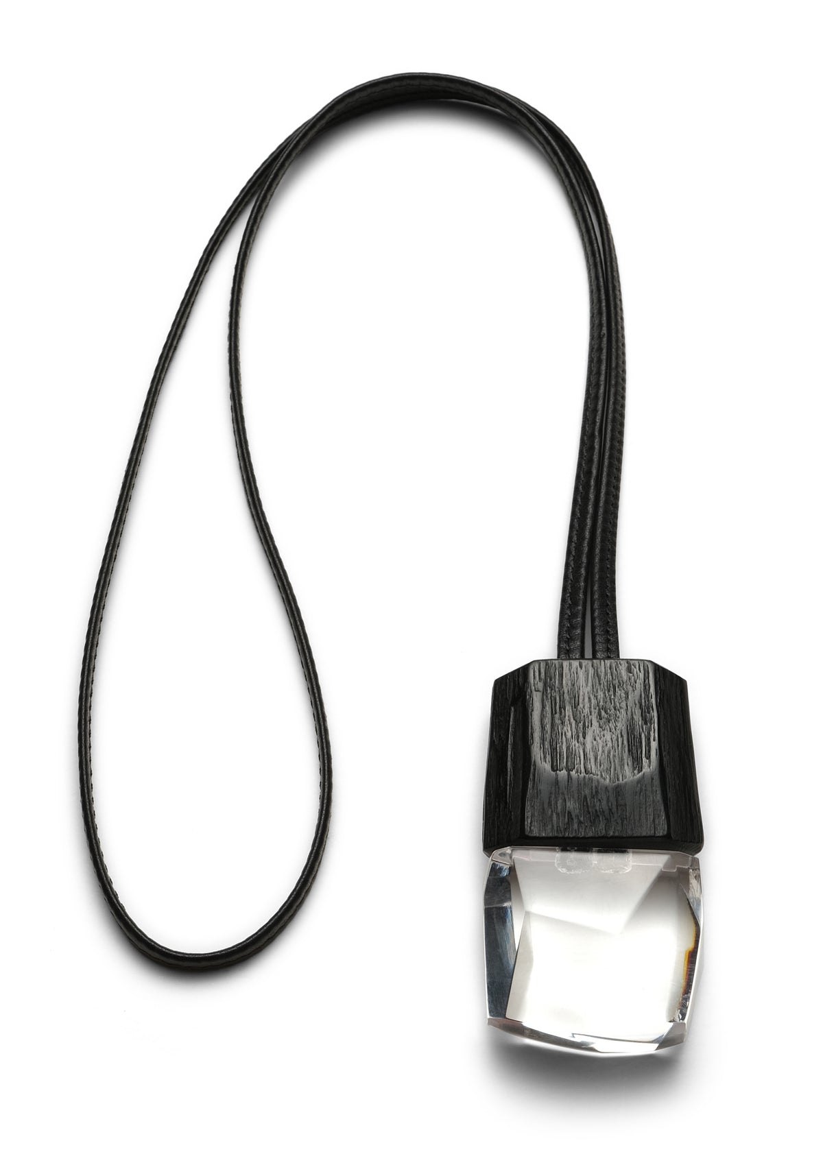 two part rough cut acrylic and wood pendant