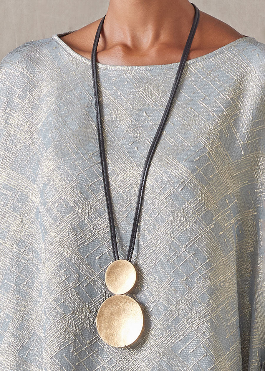double disc wood and goldfoil pendant