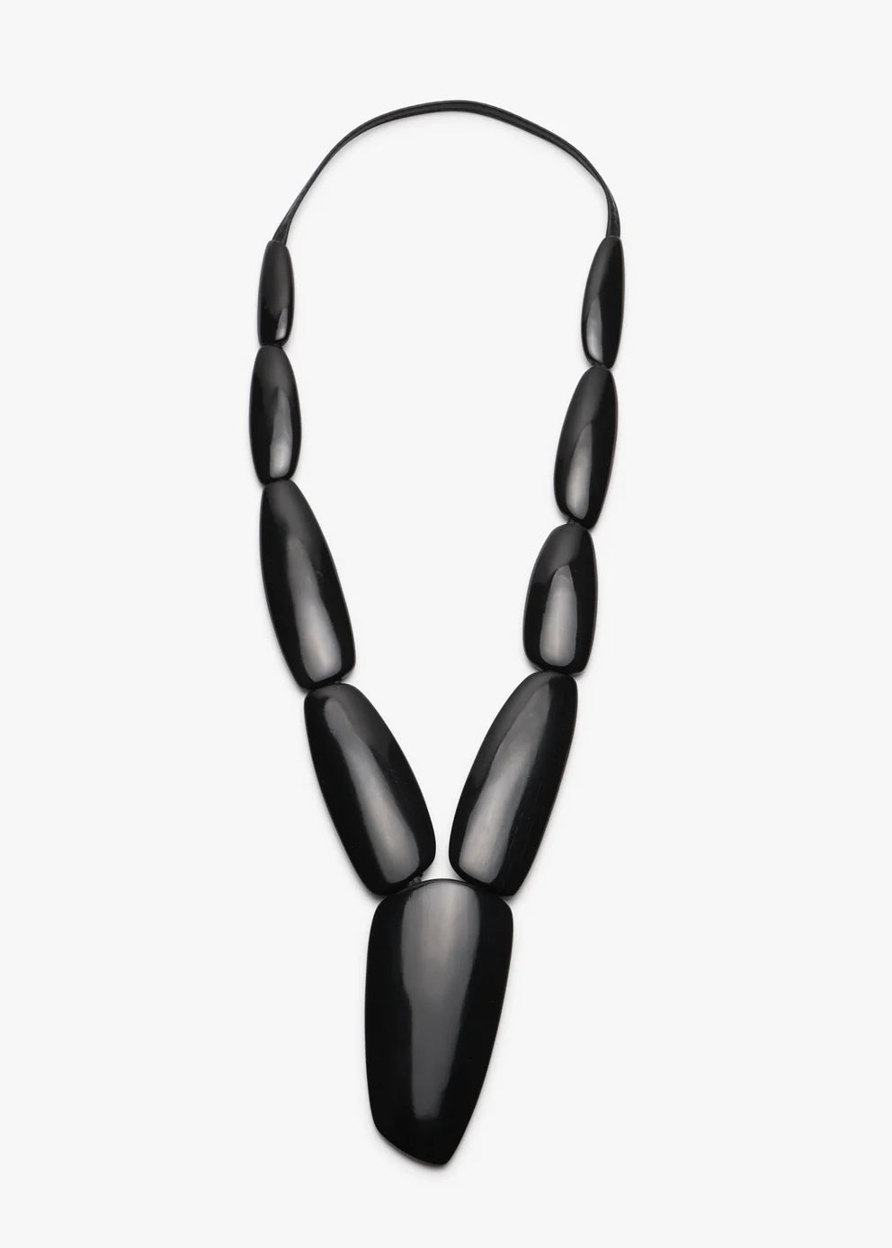 mid length segmented black horn necklace
