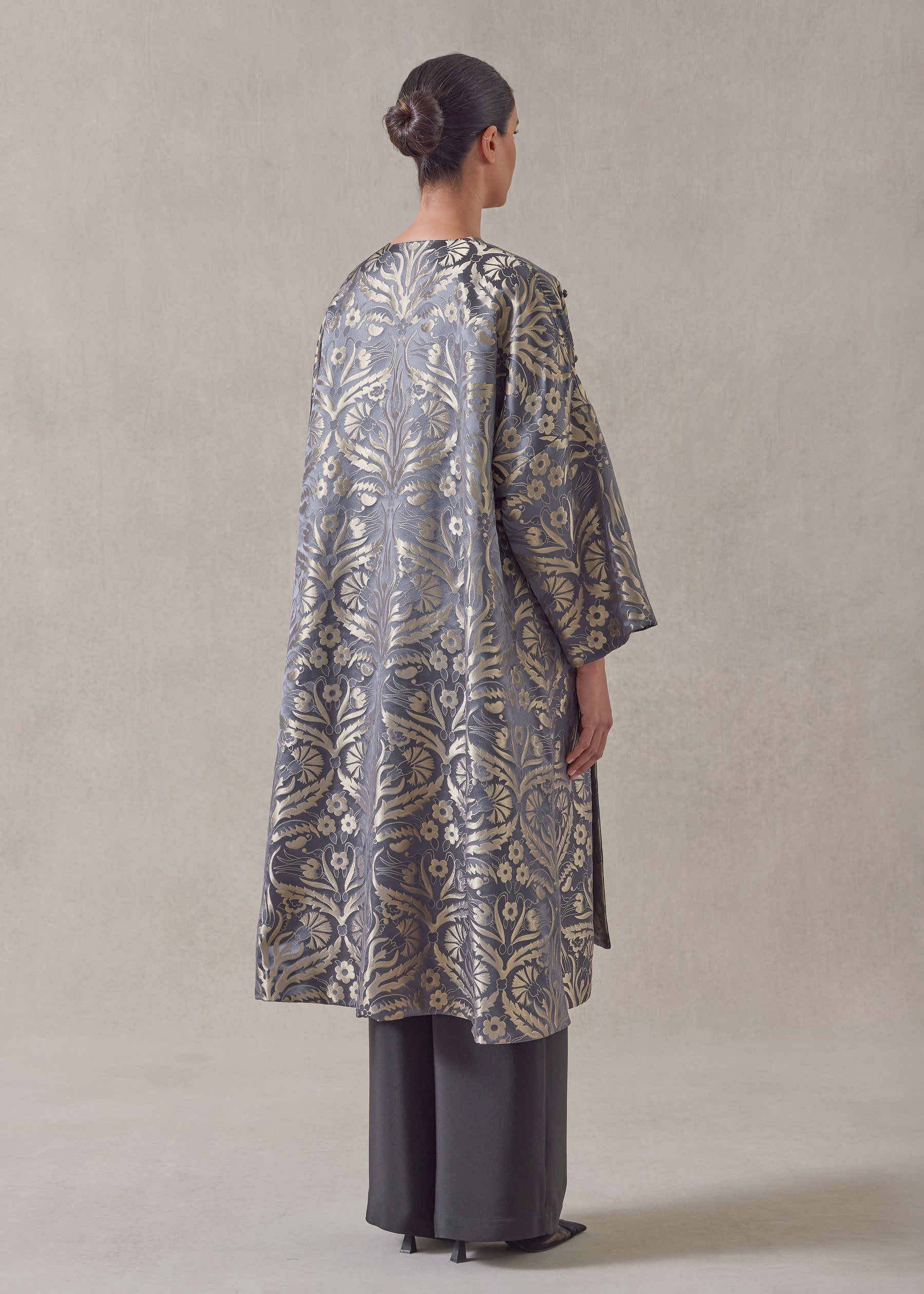 round neck chinese jacket - 3/4 length (reversible)