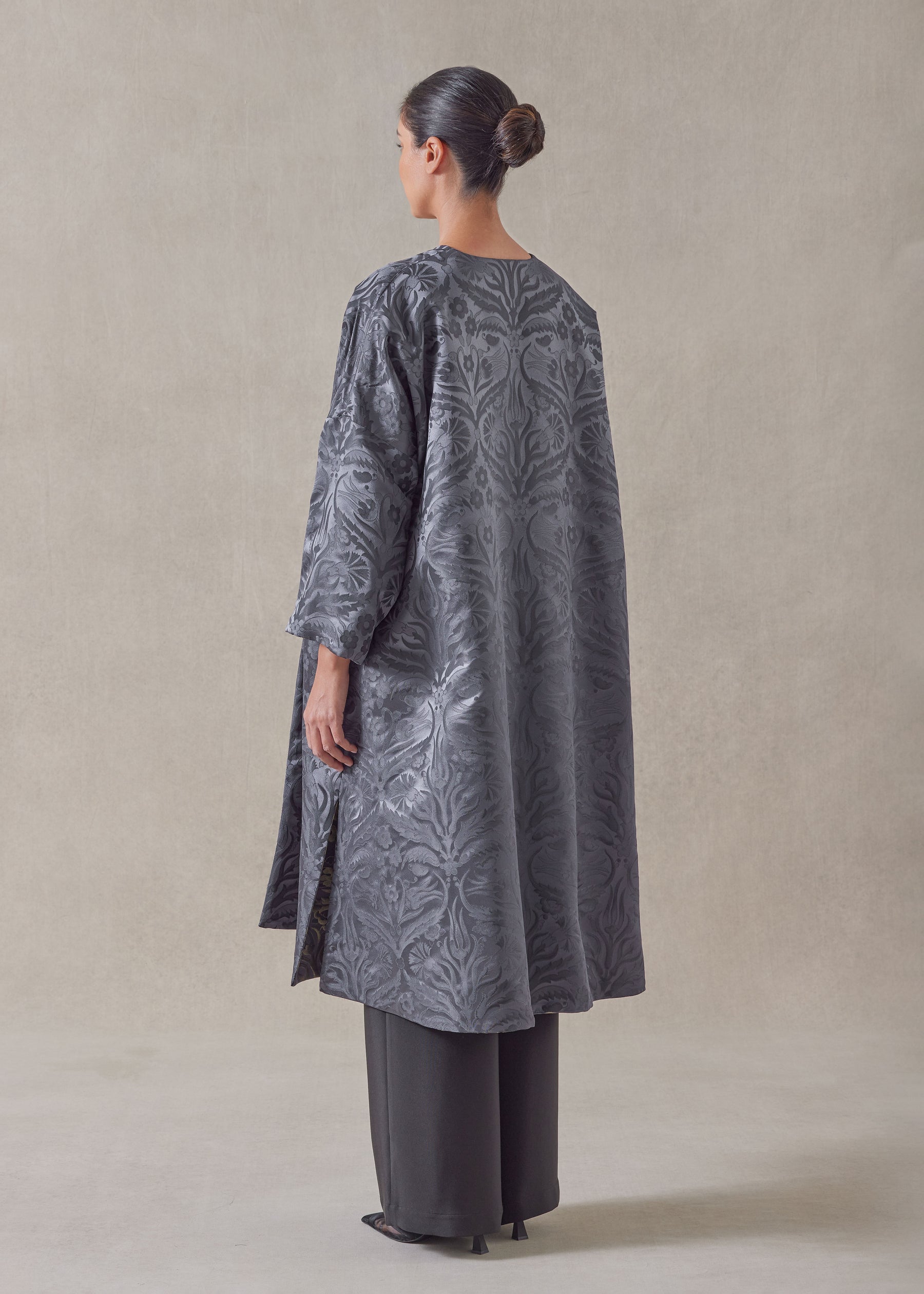 round neck chinese jacket - 3/4 length (reversible)