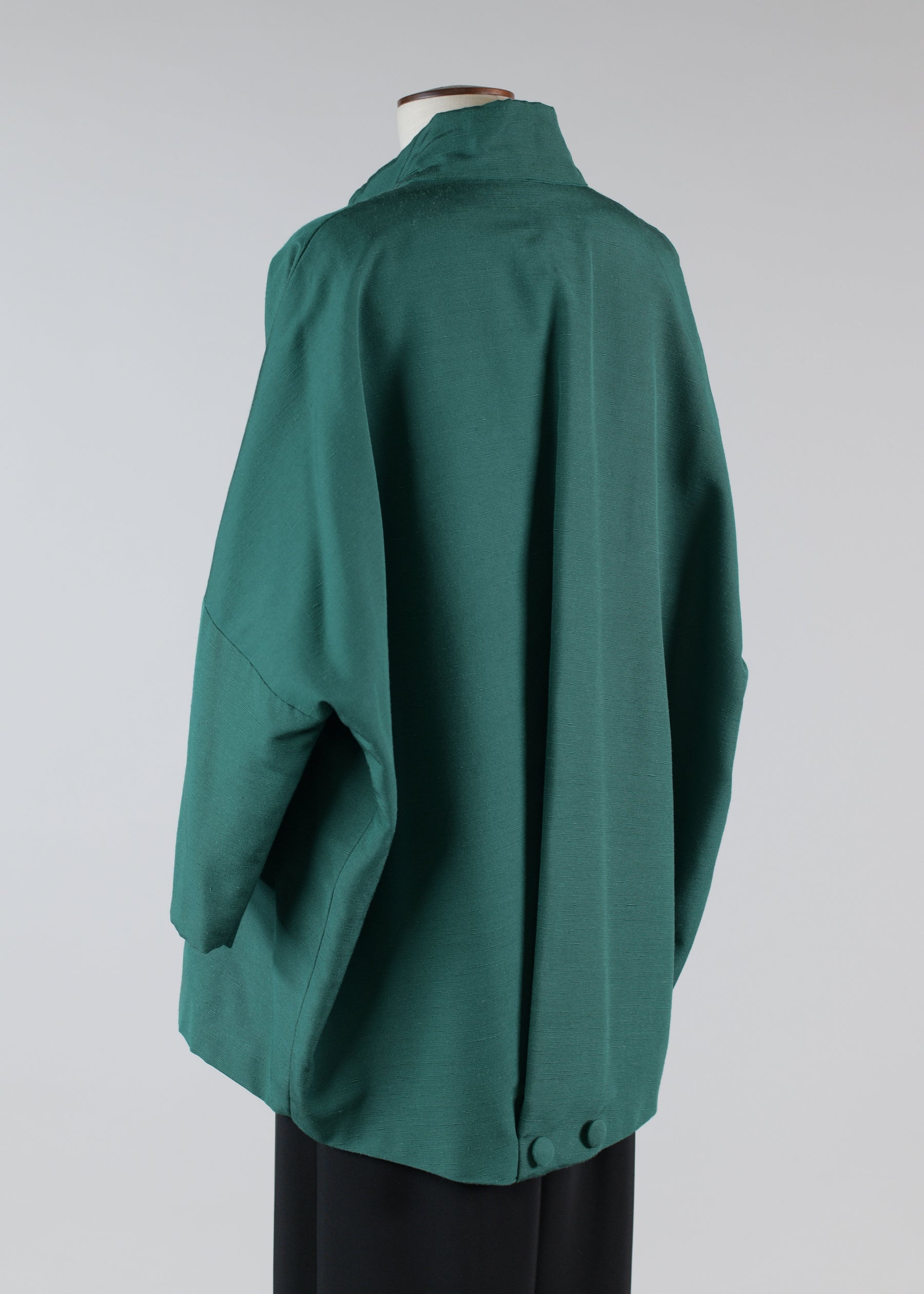 silk sloped shoulder chinese collar jacket with back button detail - long (3/4 sleeve)