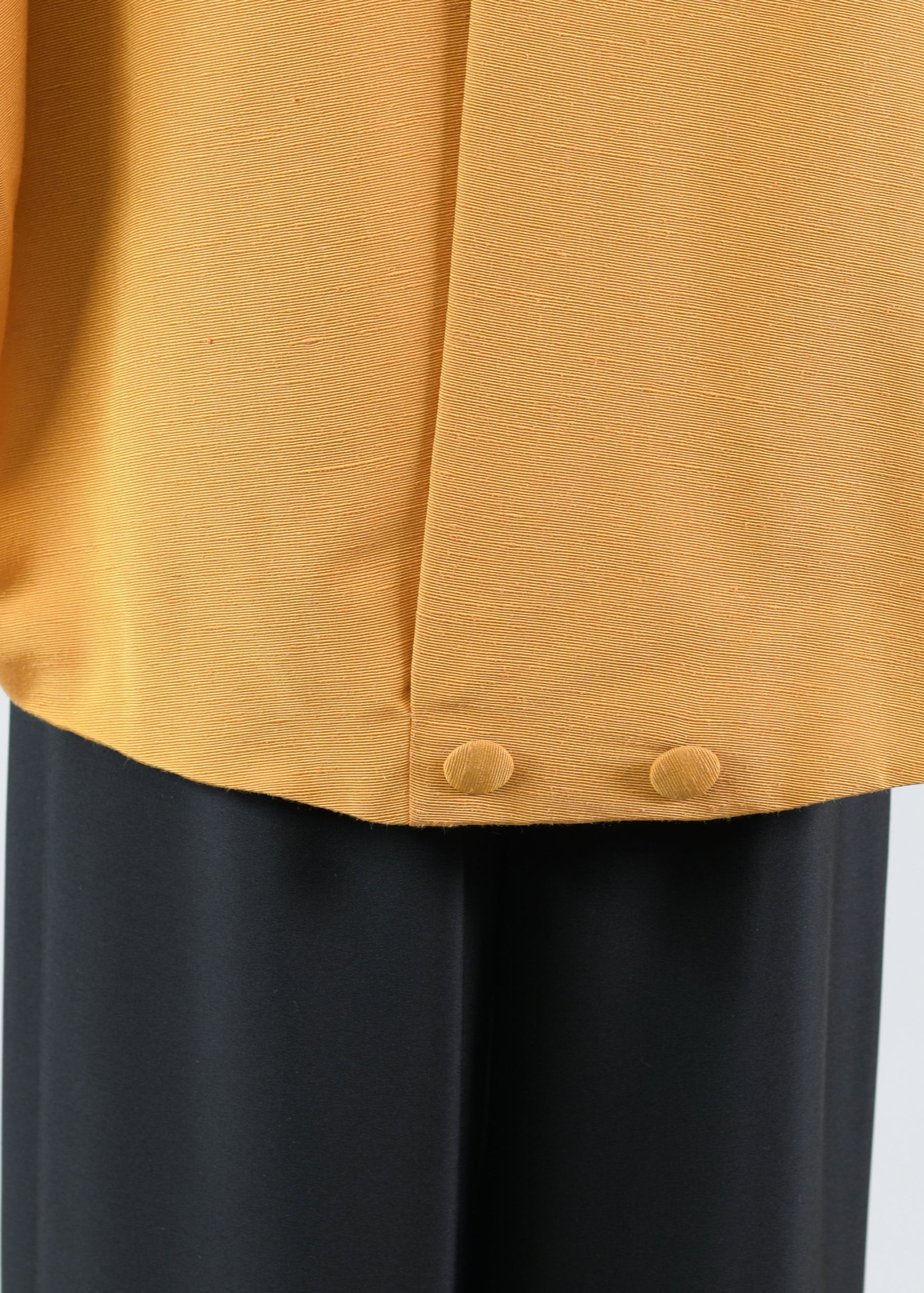 silk sloped shoulder chinese collar jacket with back button detail - long (3/4 sleeve)