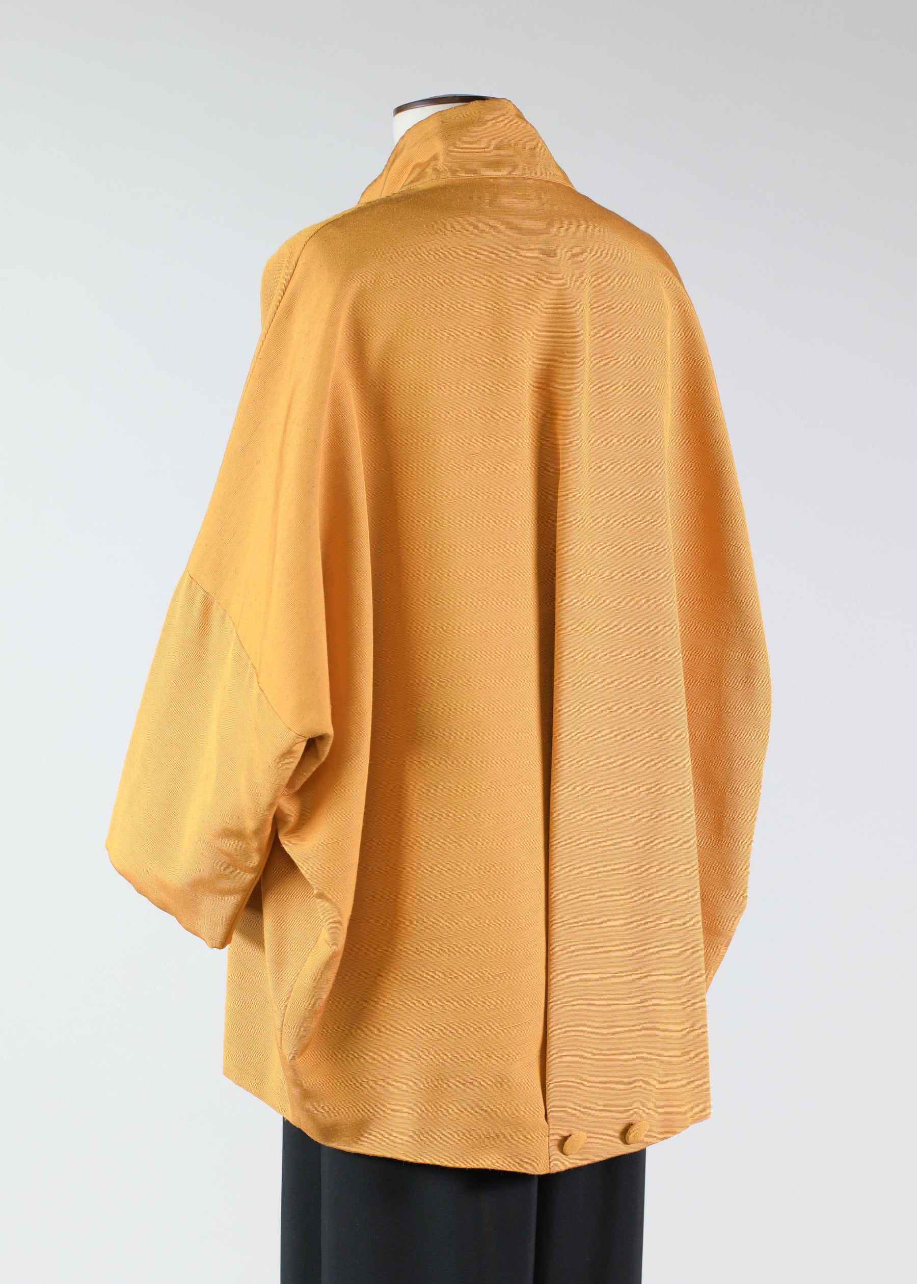 silk sloped shoulder chinese collar jacket with back button detail - long (3/4 sleeve)