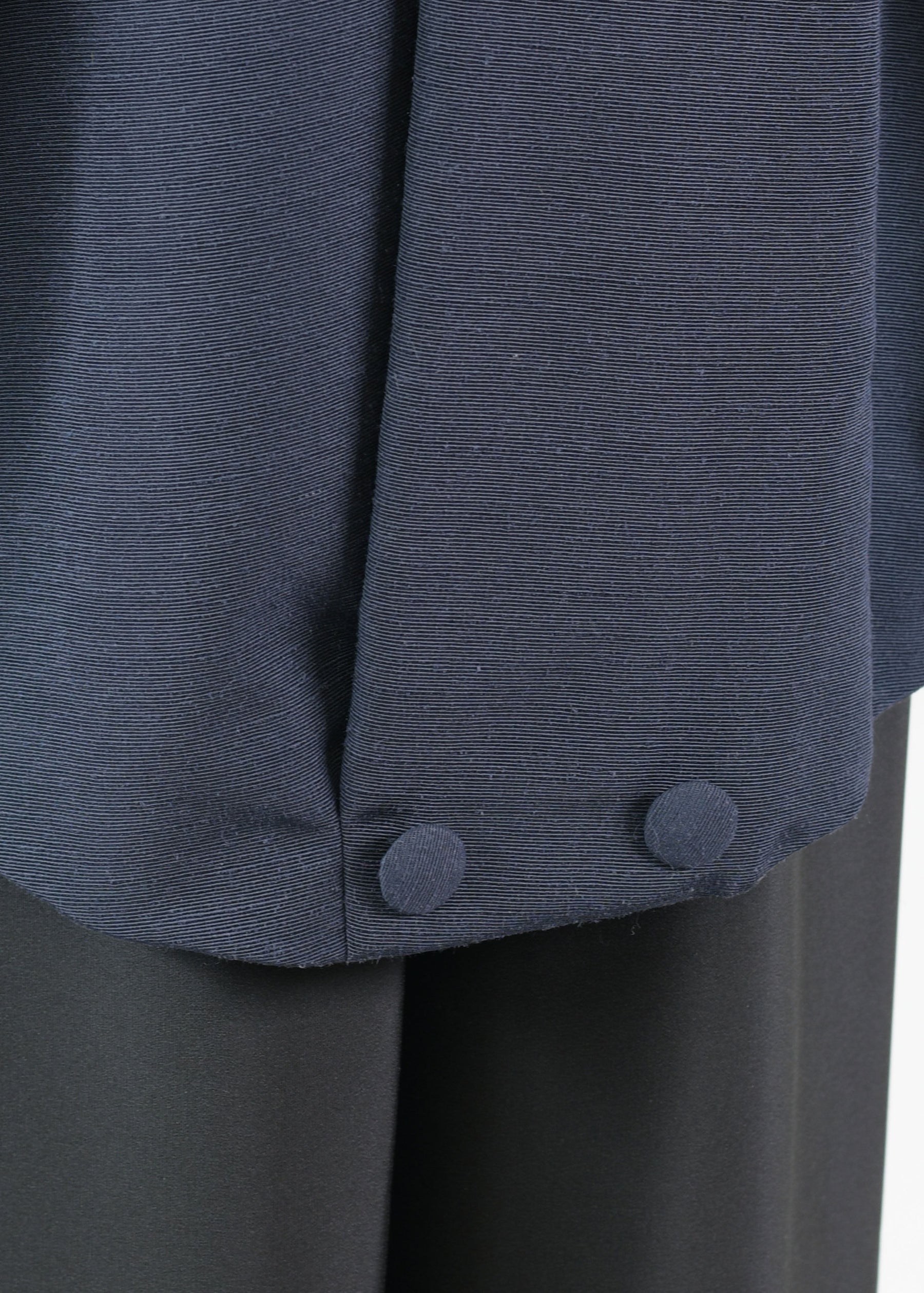 silk sloped shoulder chinese collar jacket with back button detail - long plus (3/4 sleeve)