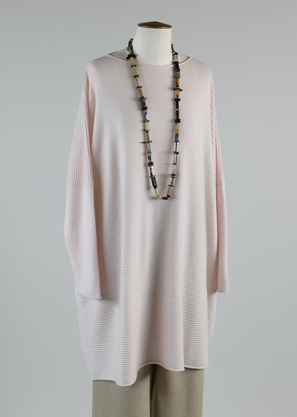 cashmere slim sleeve square kaftan sweater - very long (dusty pink)