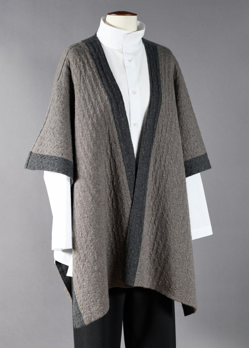cashmere extra wide longer back  knit tabard with edge detail - long