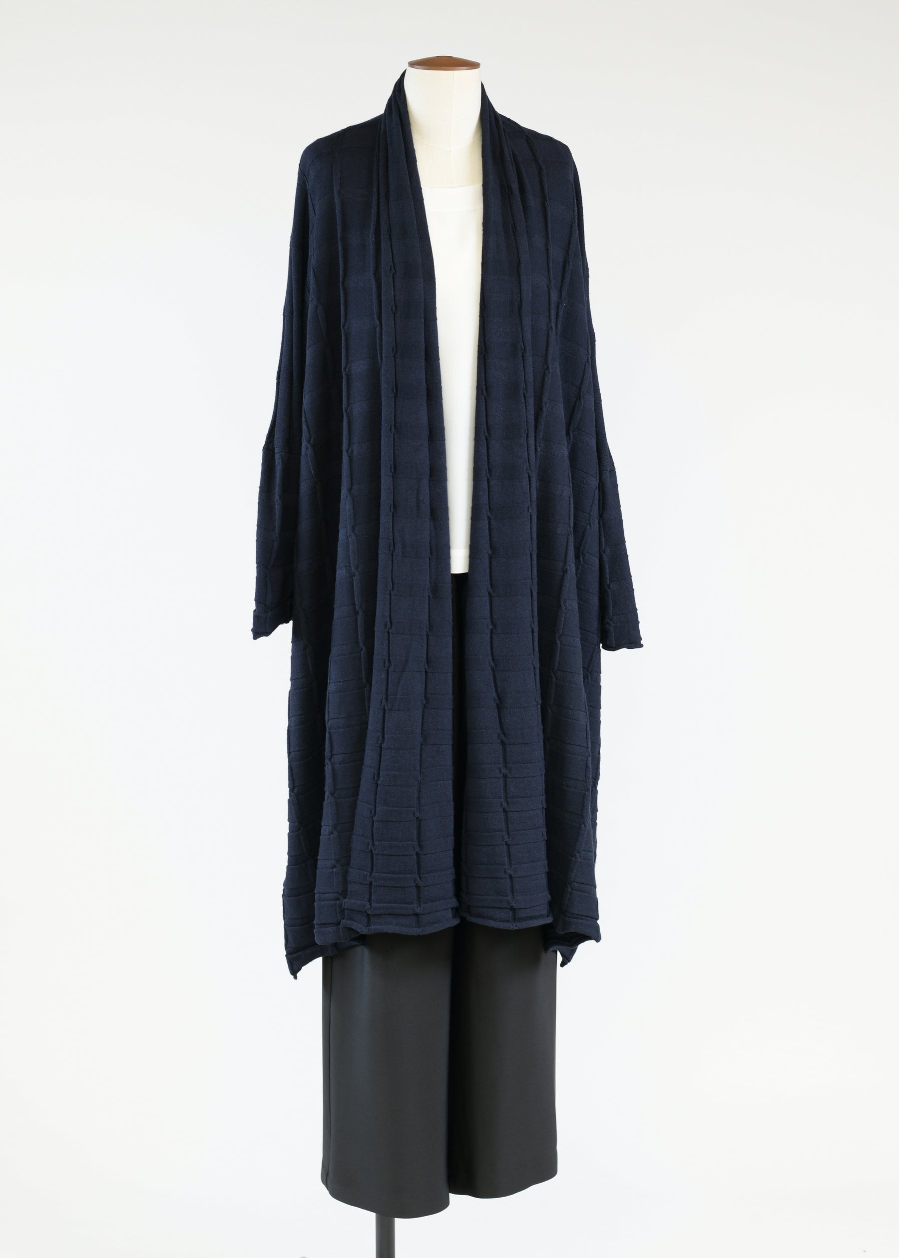 wide square shawl collar cardi coat - very long
