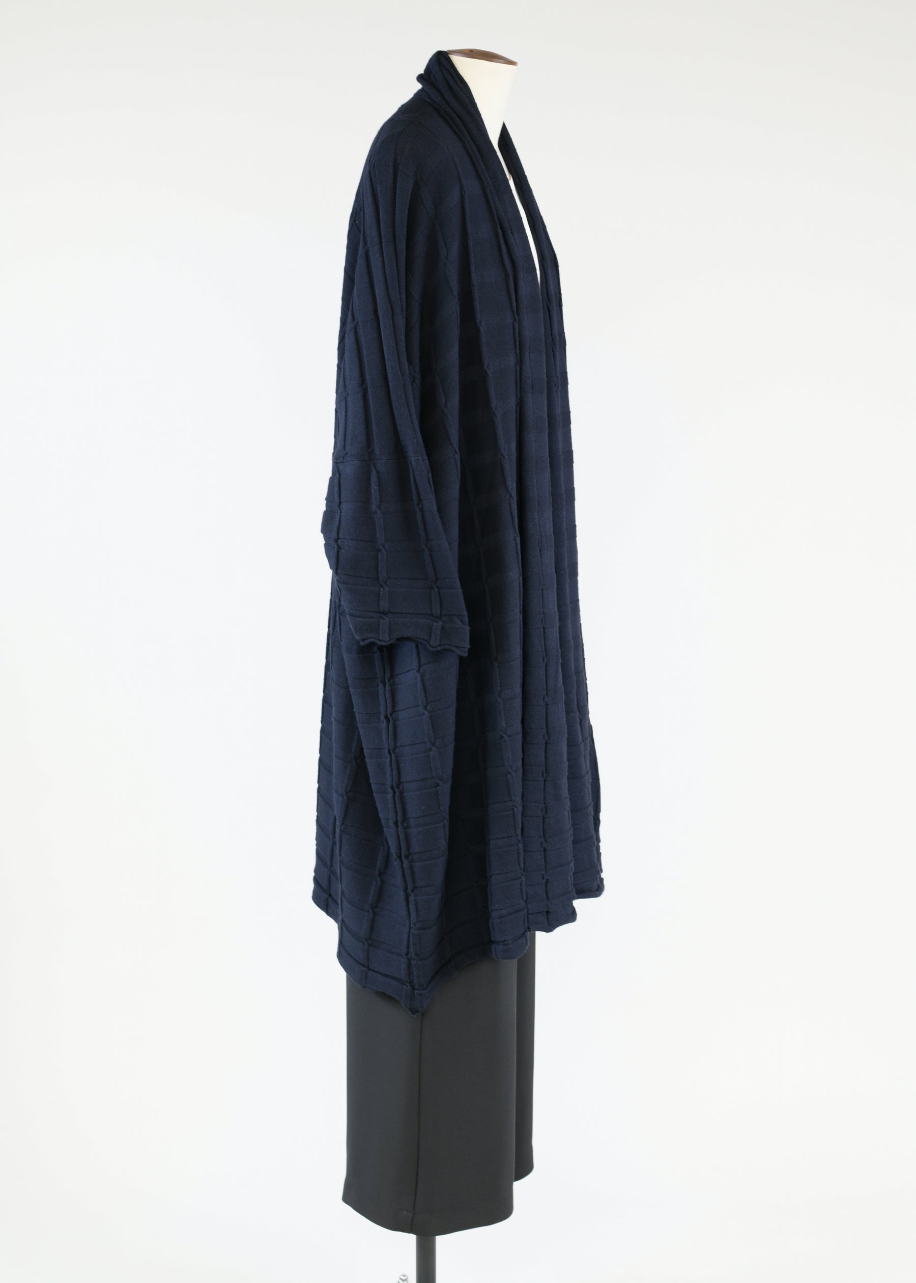 wide square shawl collar cardi coat - very long