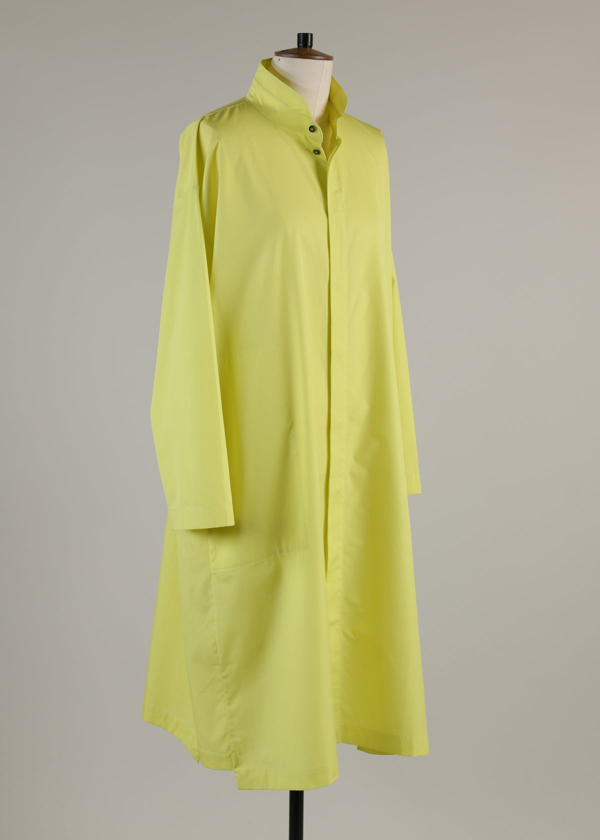 slim a-line double stand collar shirt dress with stepped inserts - 3/4 length