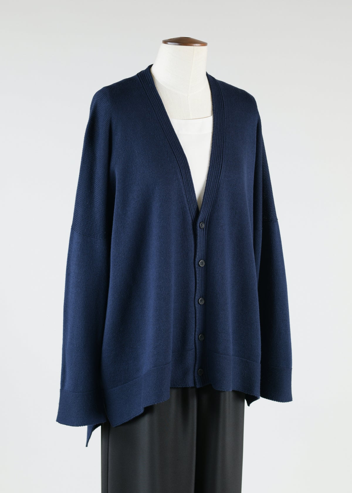 3/4 width longer back v-neck button cardigan - mid plus
