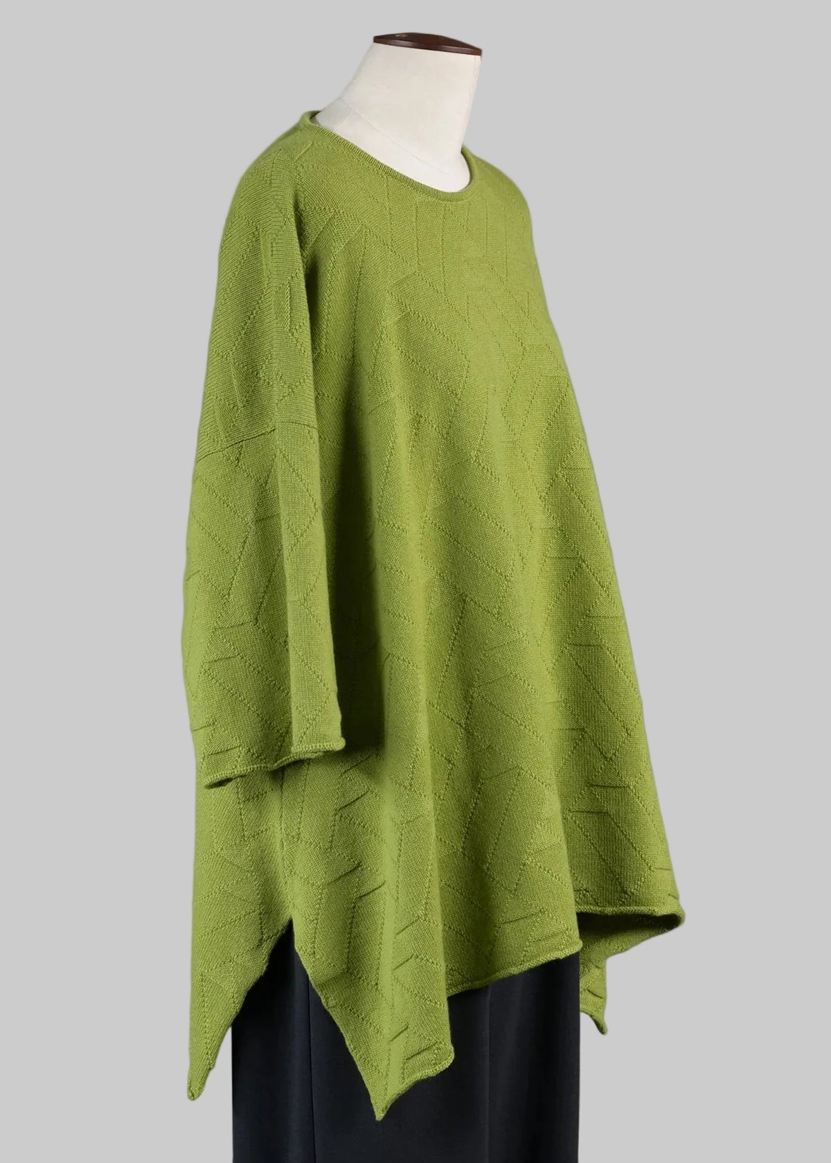cashmere geometric diamonds 3/4 sleeve dps bateau neck sweater - mid plus (limelight)