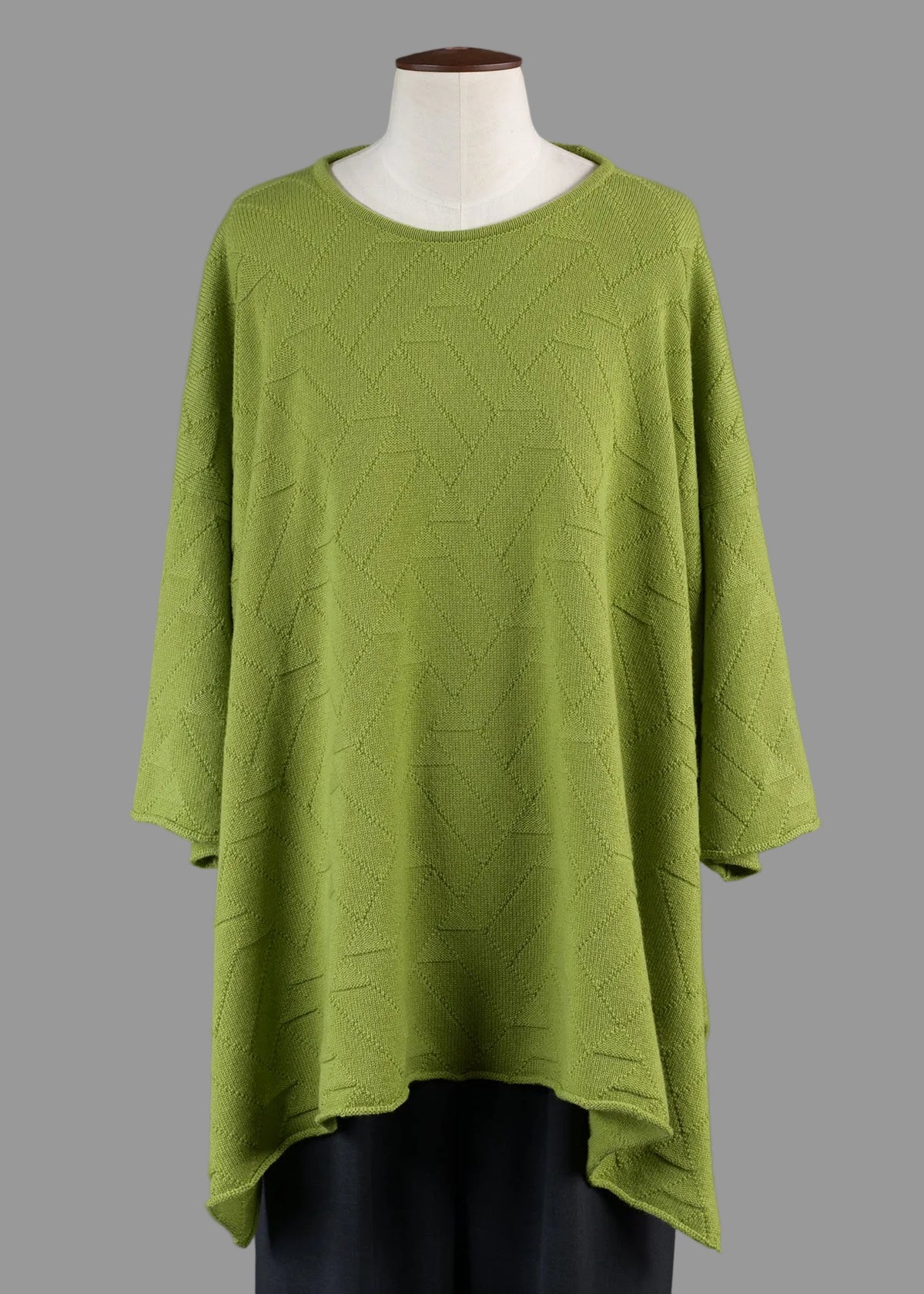 cashmere geometric diamonds 3/4 sleeve dps bateau neck sweater - mid plus (limelight)