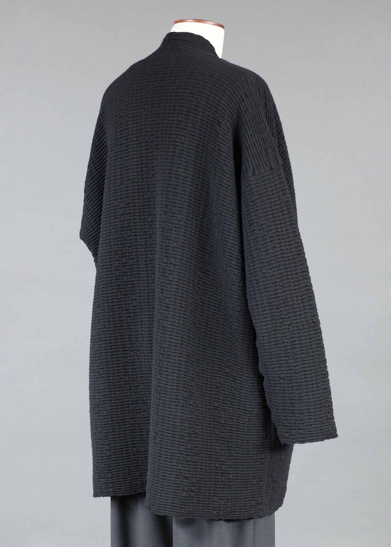knitted ripple cashmere slim open cardigan - long plus