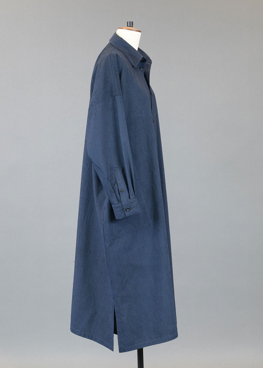 cotton wide a-line shirt dress with collar