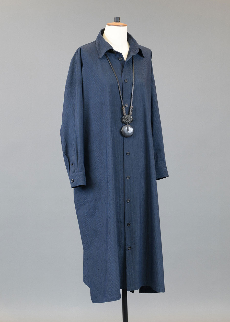 cotton wide a-line shirt dress with collar