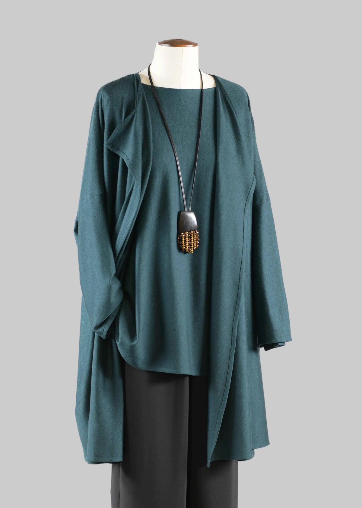 cashmere silk jersey wide slim sleeve jacket - long plus