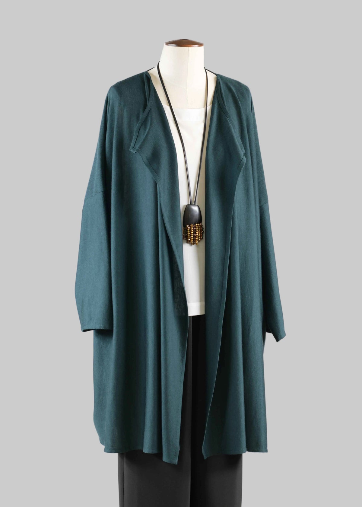 cashmere silk jersey wide slim sleeve jacket - long plus