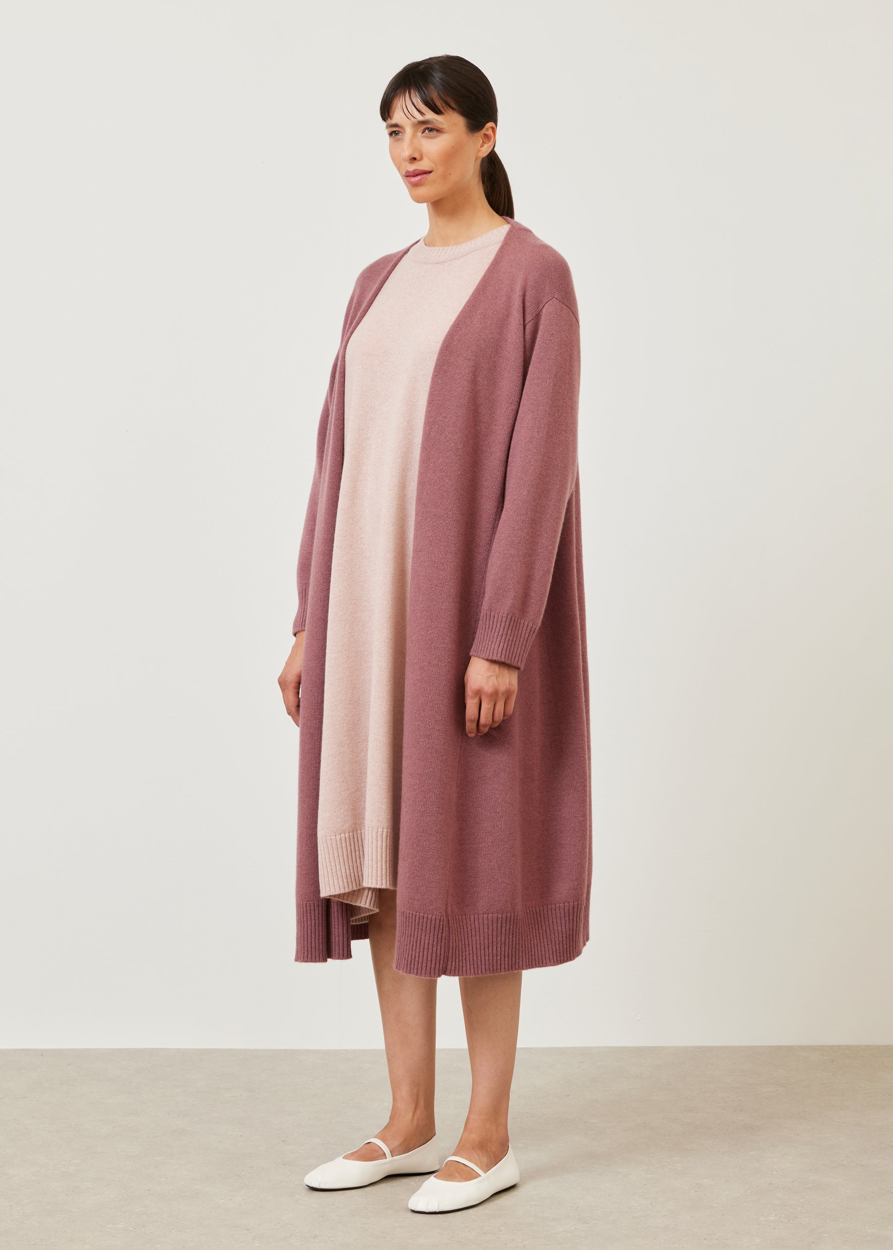 knitted A-line cardigan coat