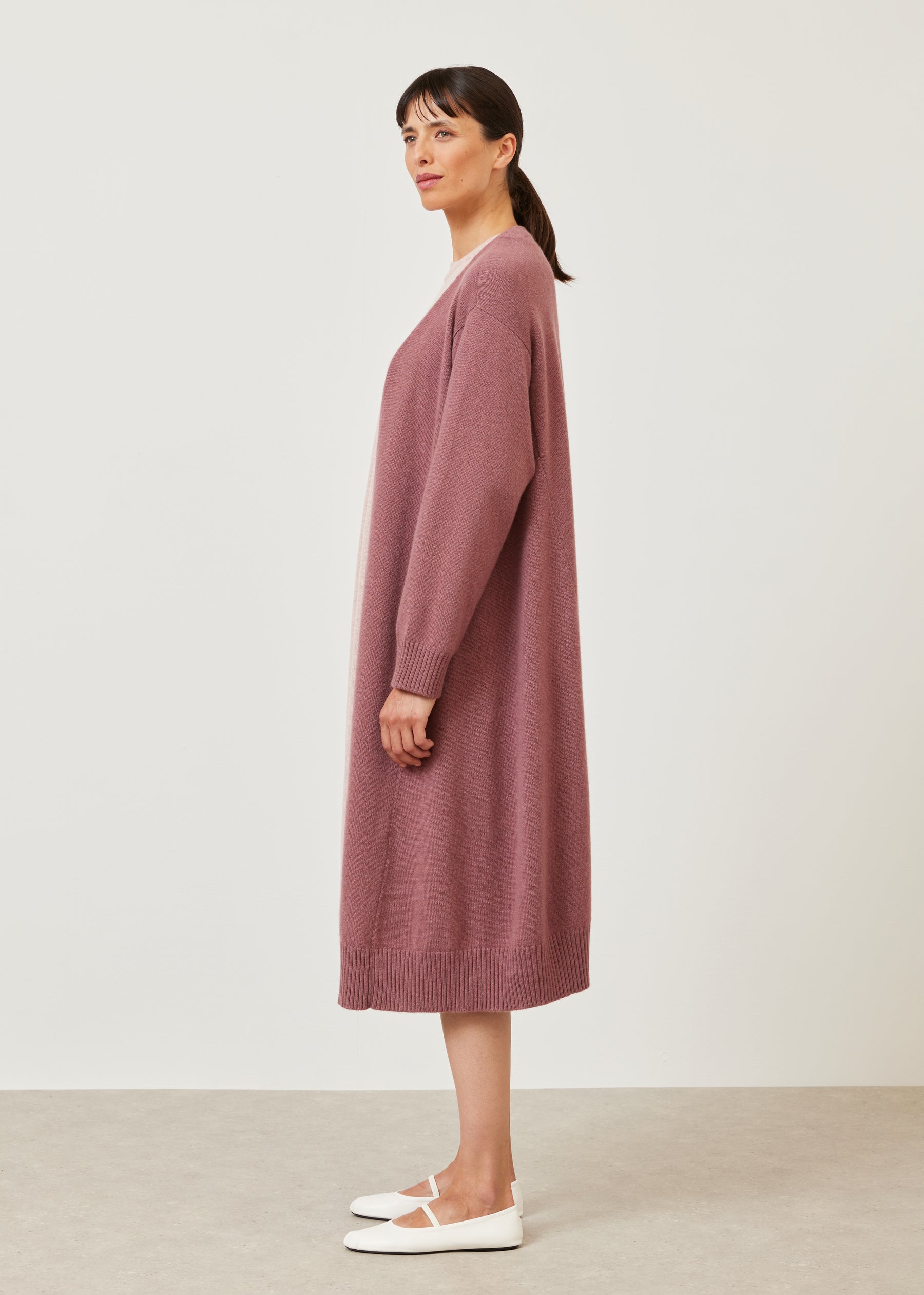 knitted A-line cardigan coat