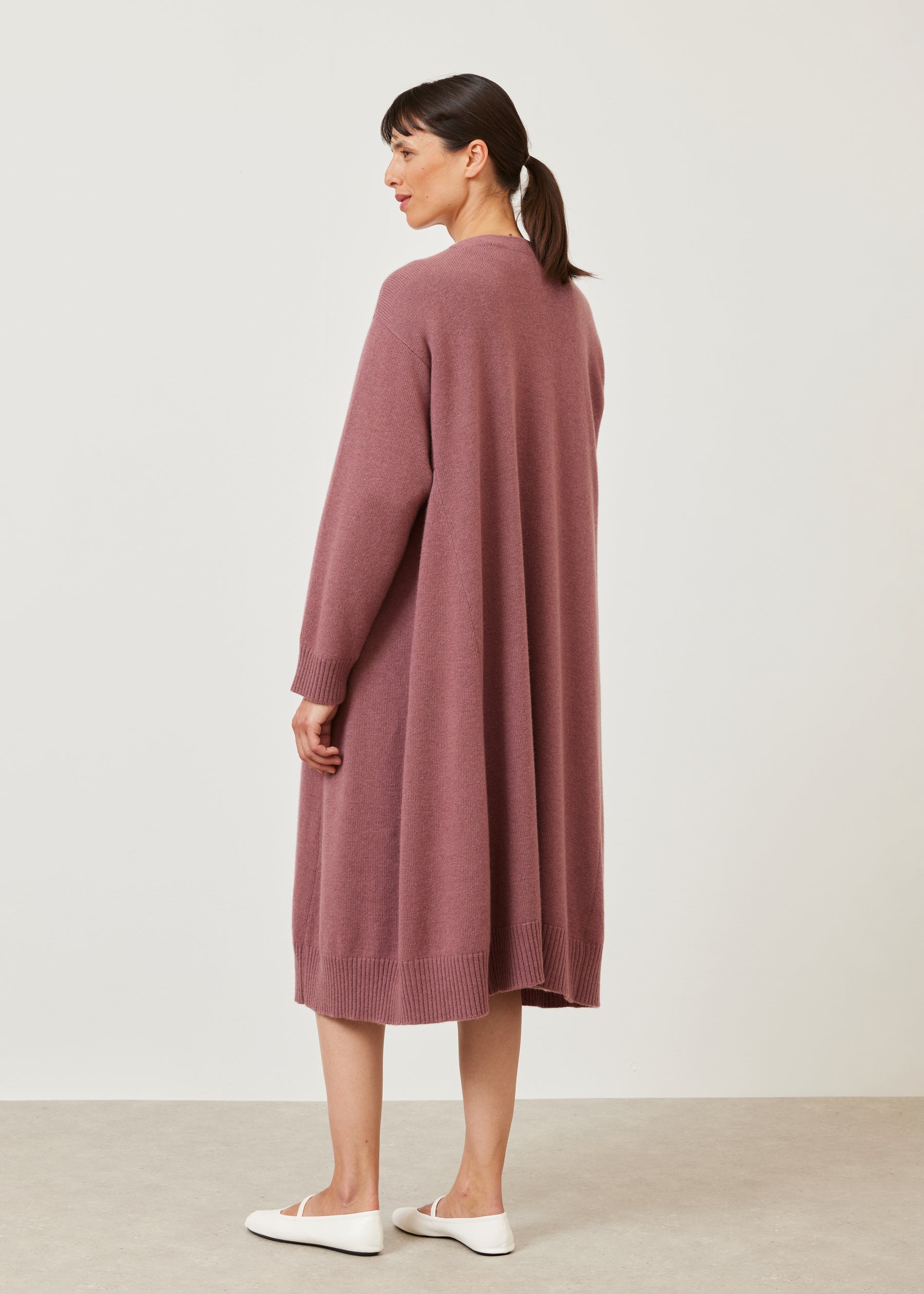 knitted A-line cardigan coat