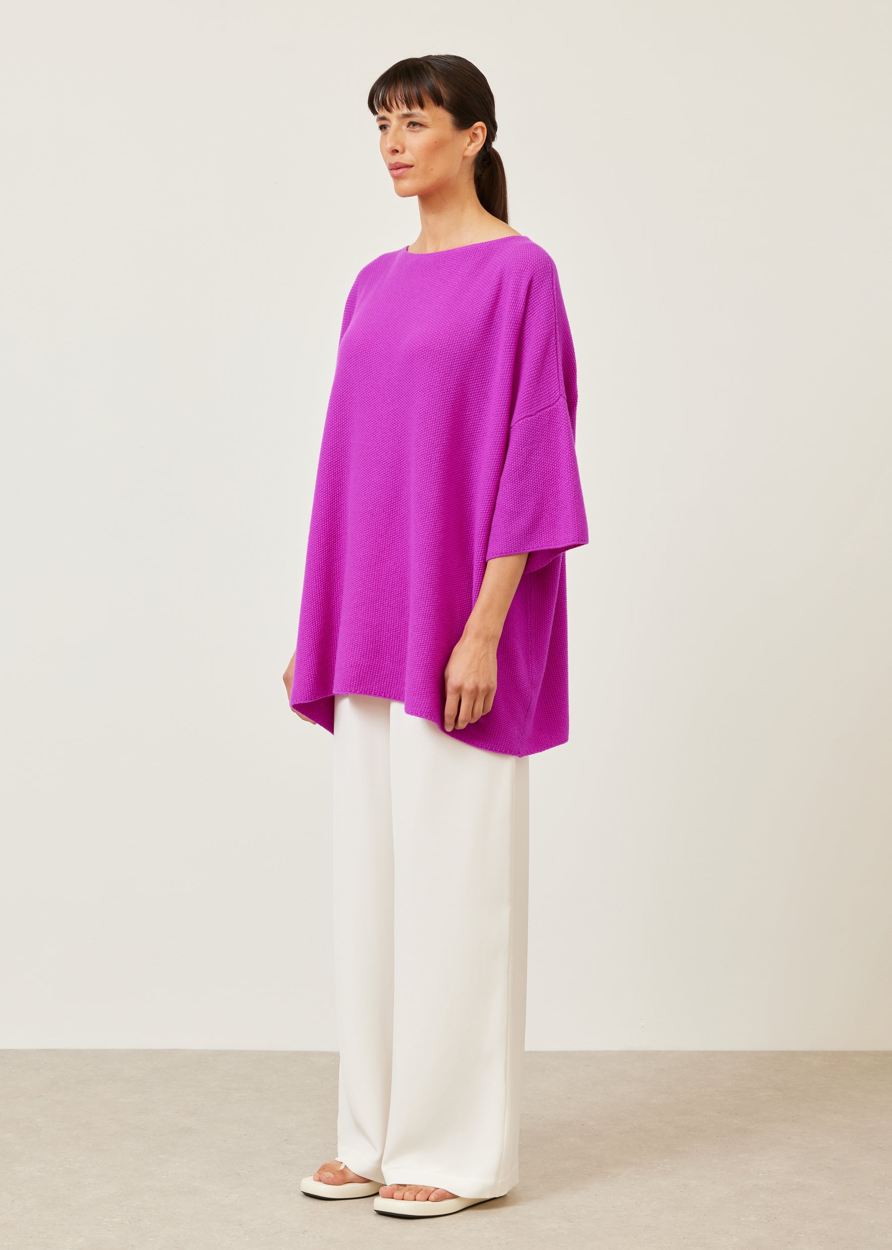 square 3/4 sleeve sweater - long