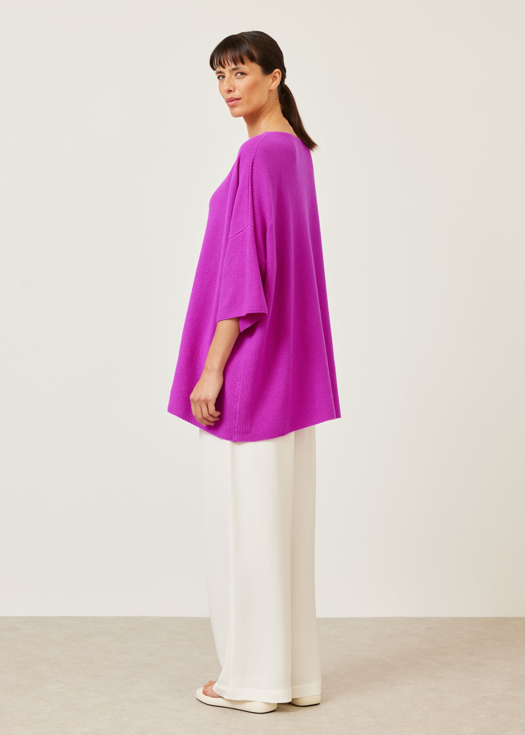 square 3/4 sleeve sweater - long