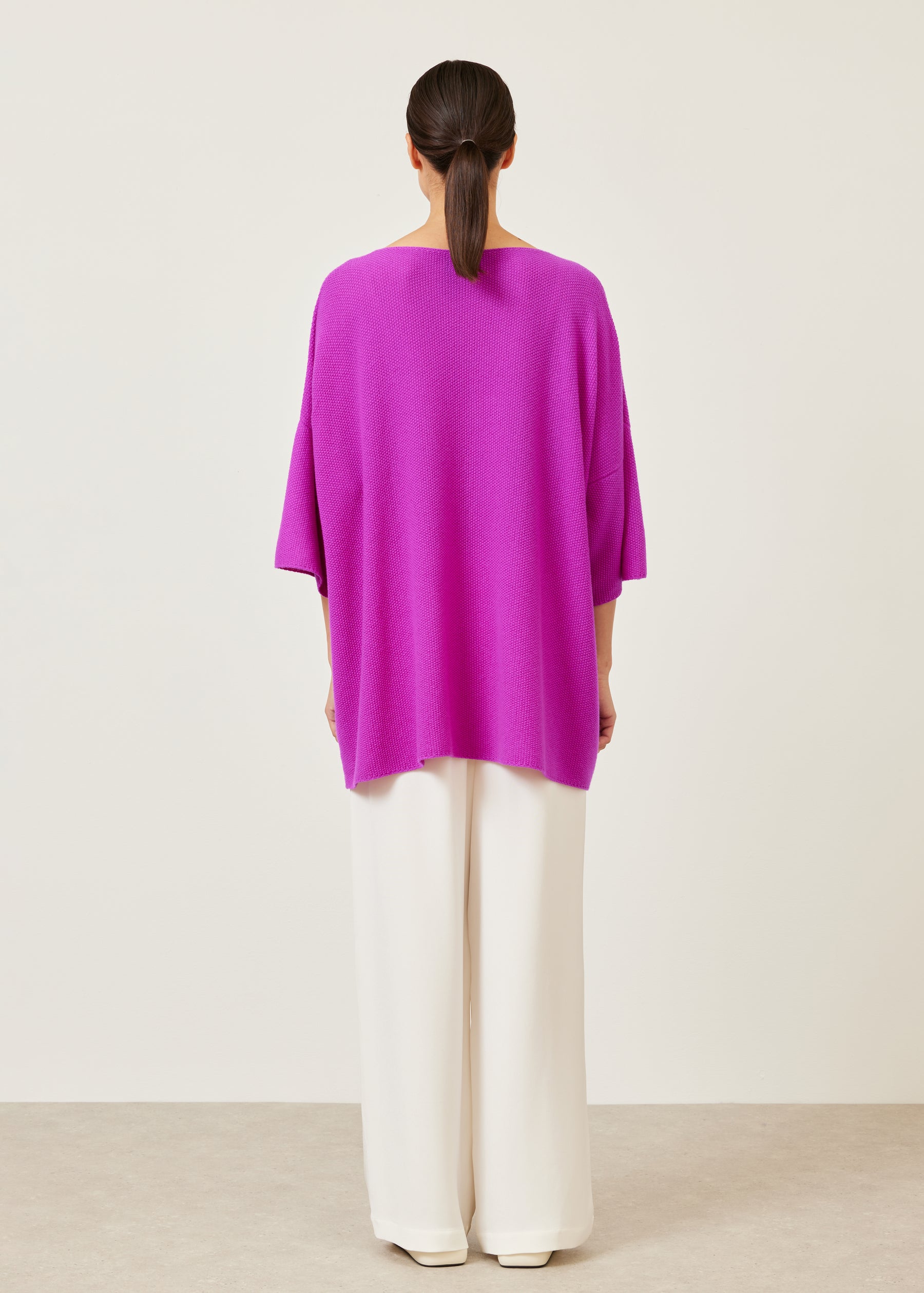 square 3/4 sleeve sweater - long