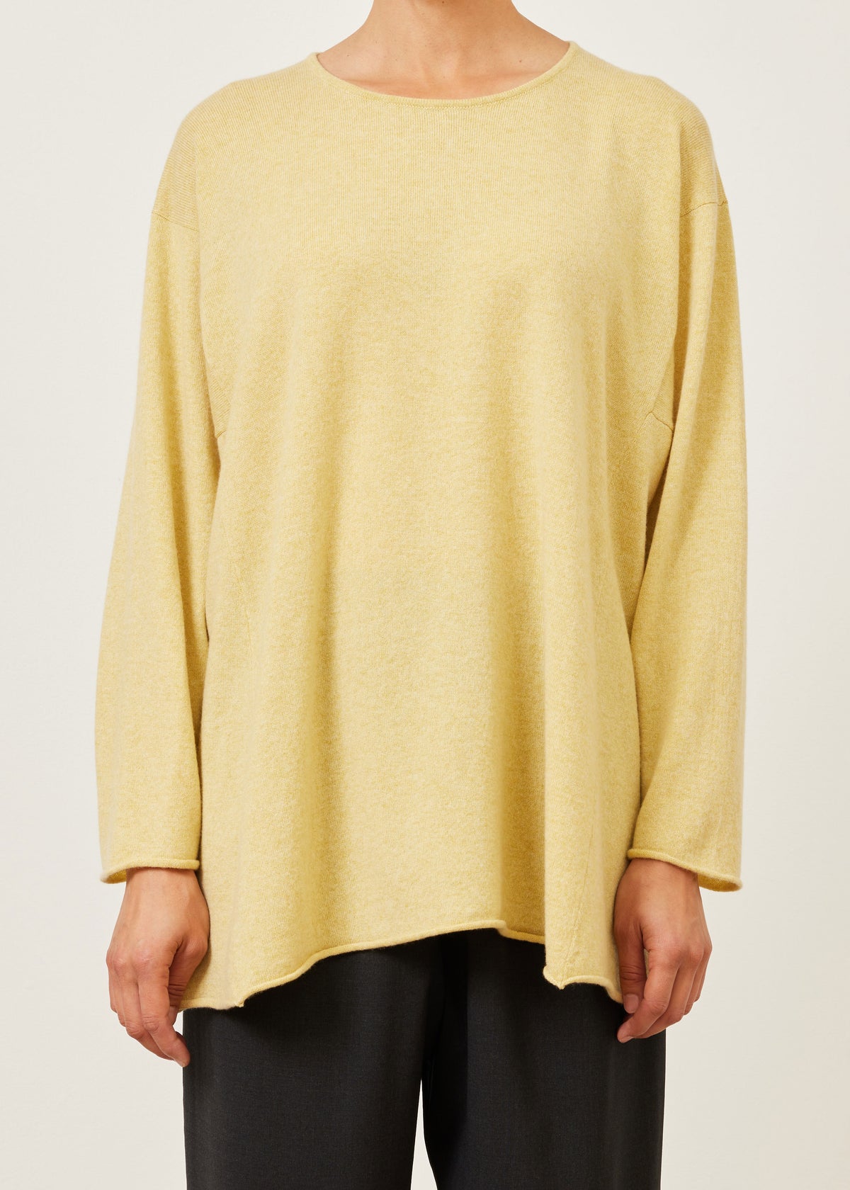 cashmere side panelled a-line bateau neck sweater - long