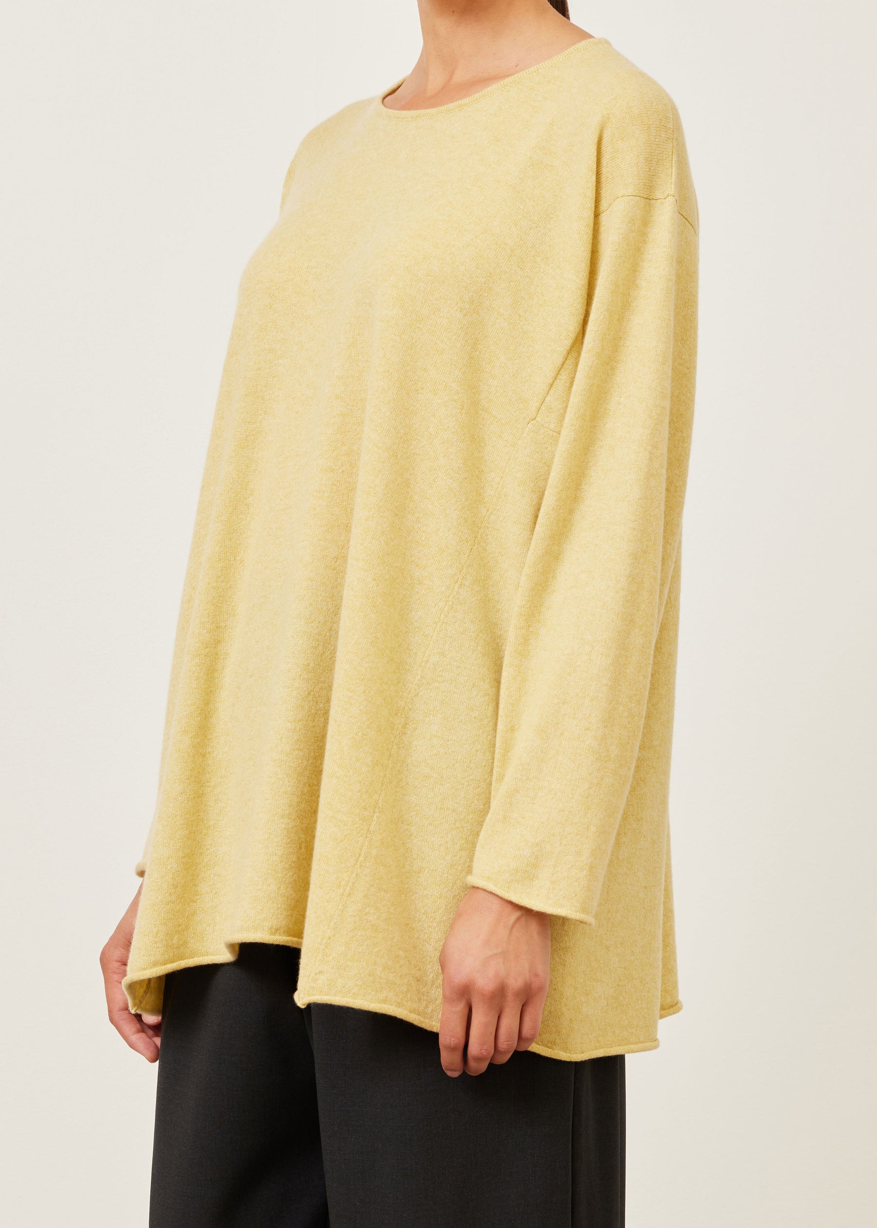 cashmere side panelled a-line bateau neck sweater - long