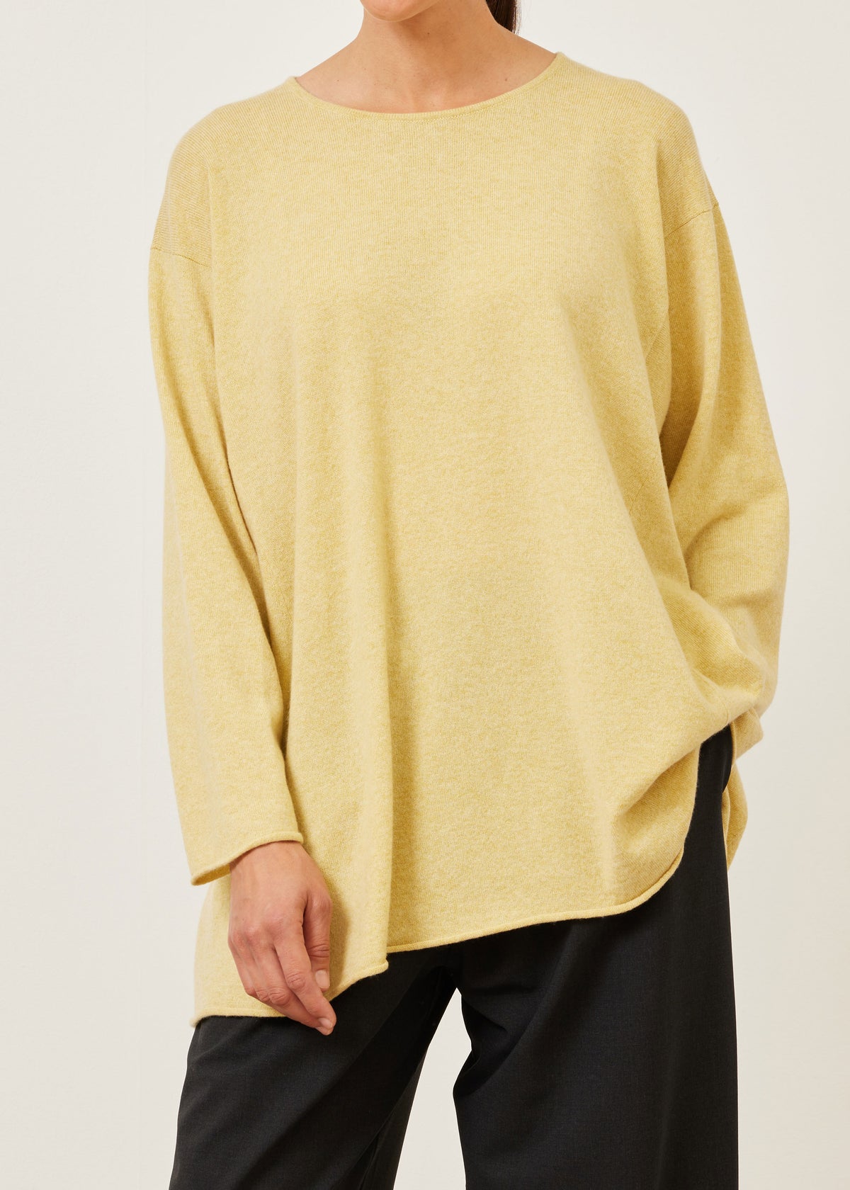 cashmere side panelled a-line bateau neck sweater - long