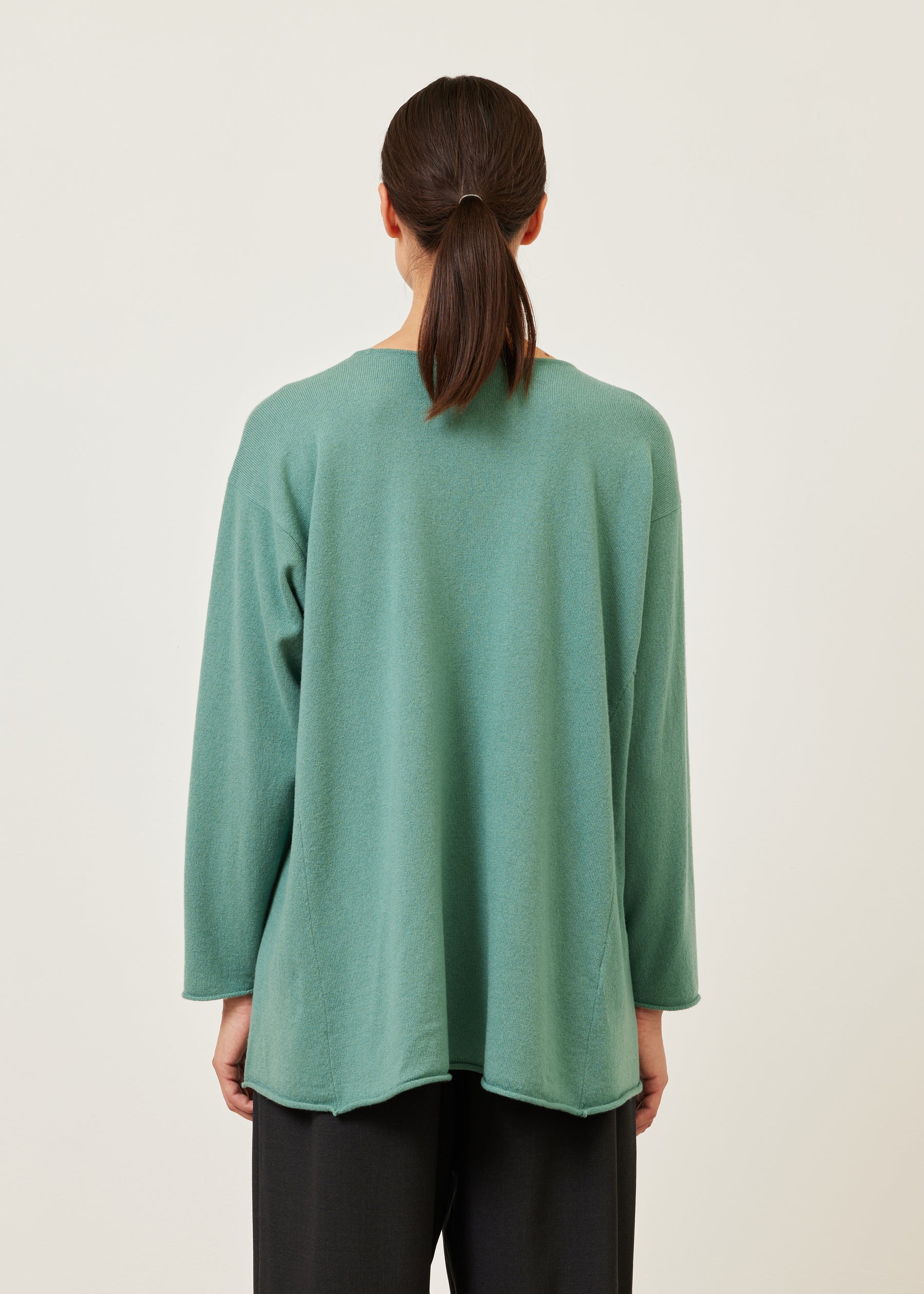 side panelled A-line bateau neck sweater - long