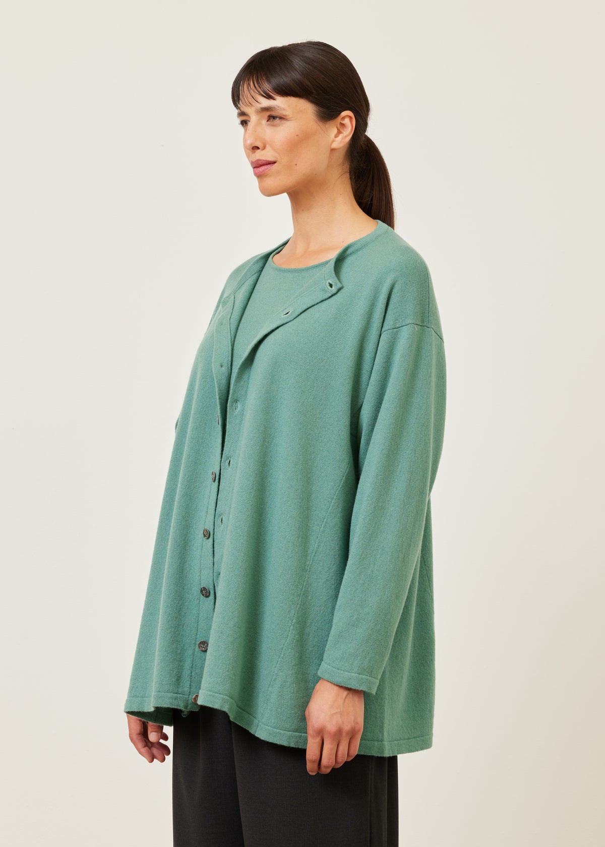 knitted side panelled cardigan - long