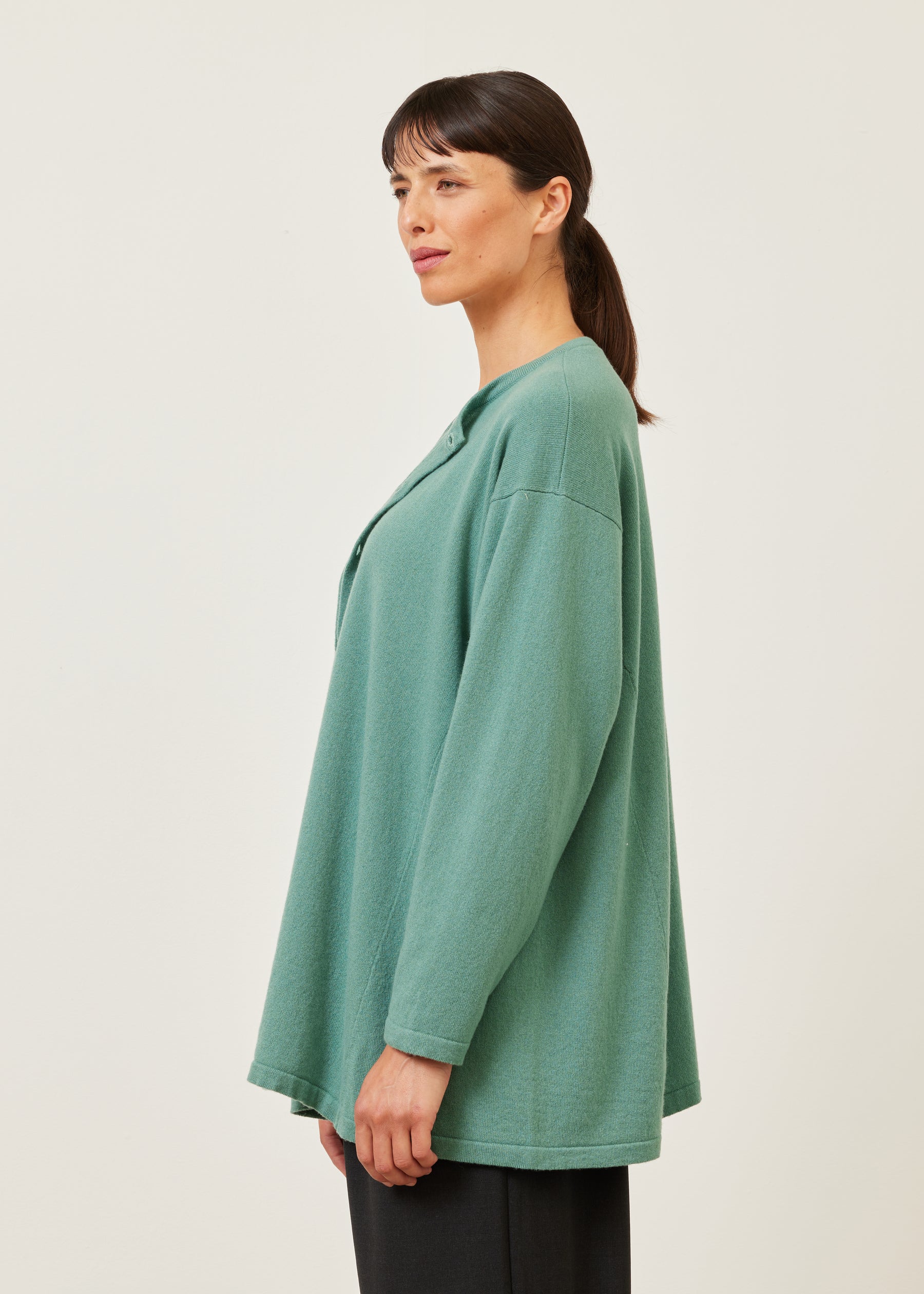 knitted side panelled cardigan - long