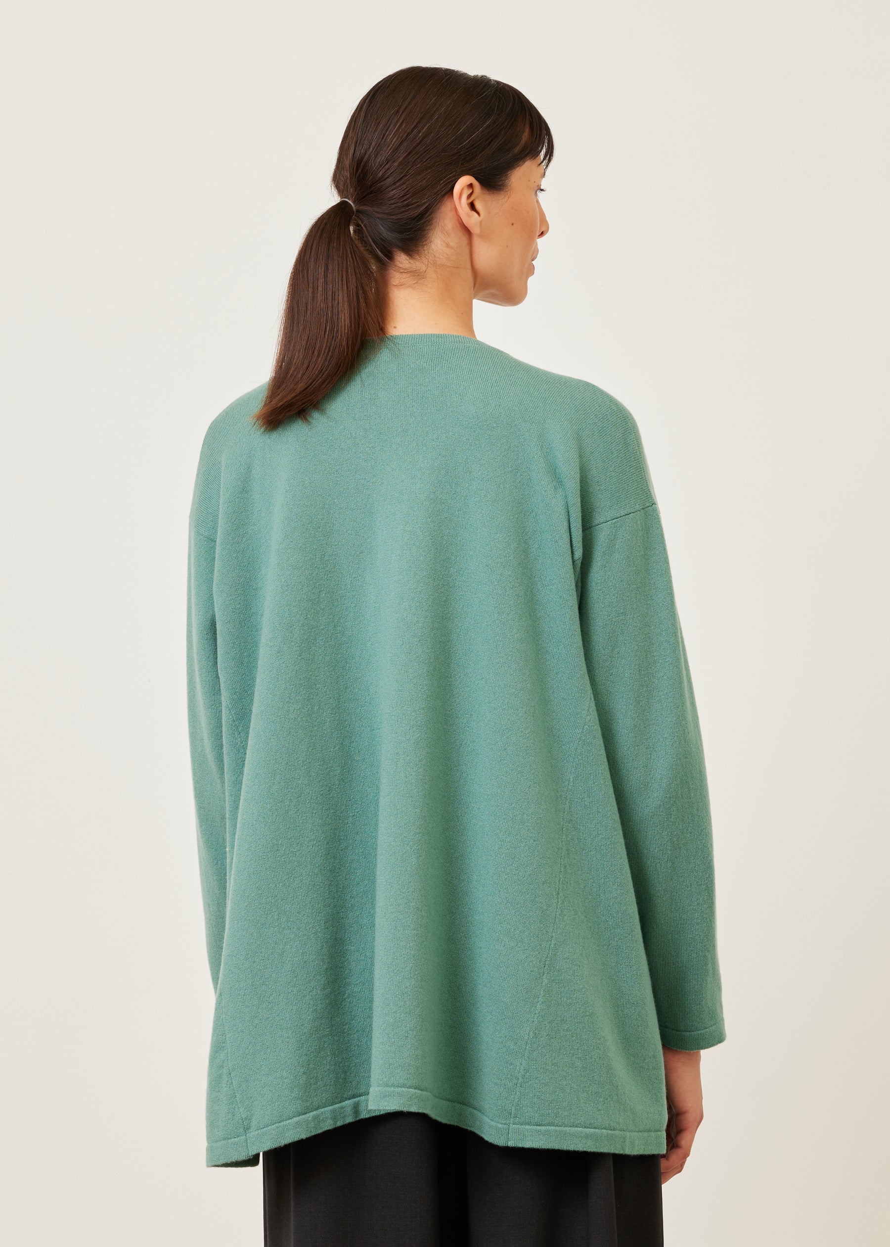 knitted side panelled cardigan - long