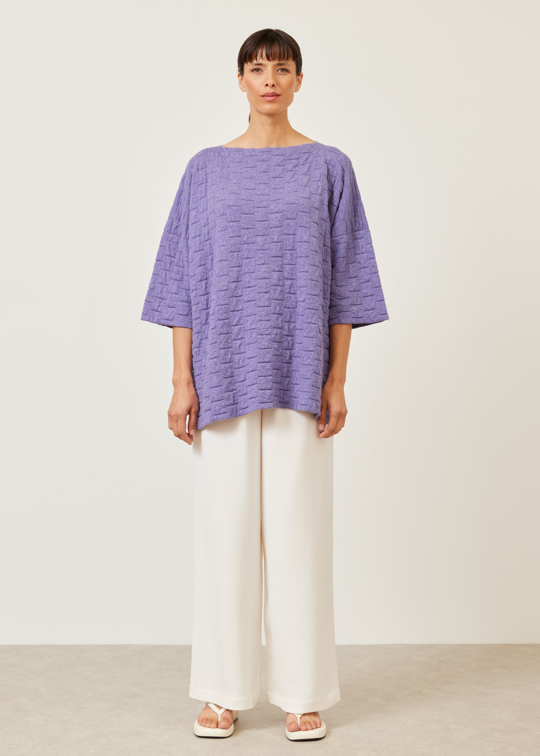 square 3/4 sleeve sweater - long