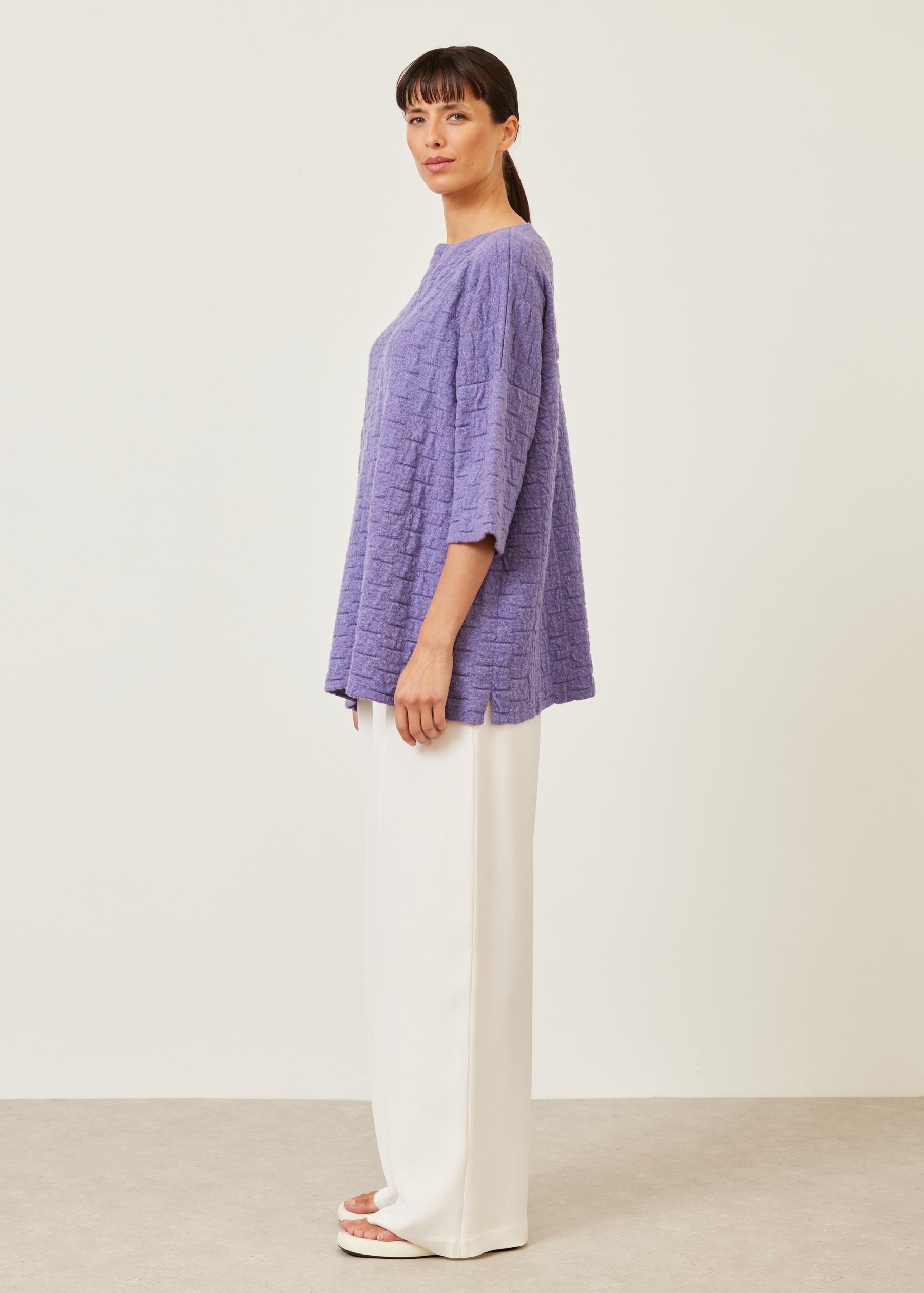 square 3/4 sleeve sweater - long