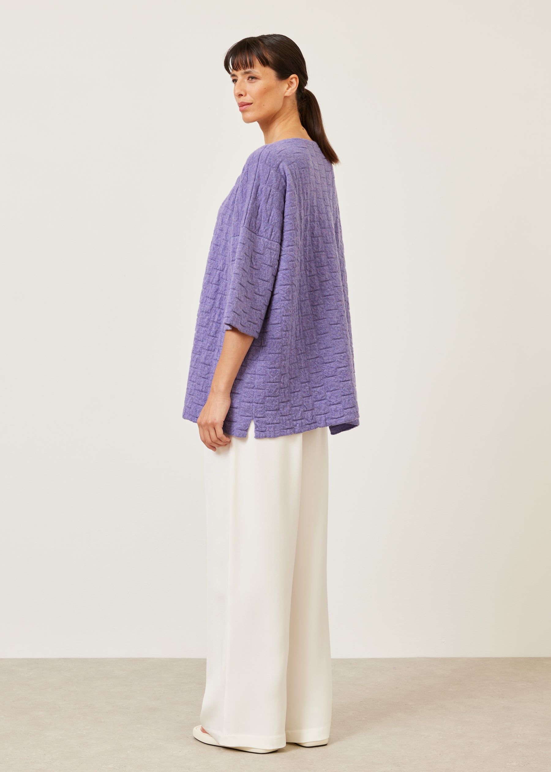 square 3/4 sleeve sweater - long