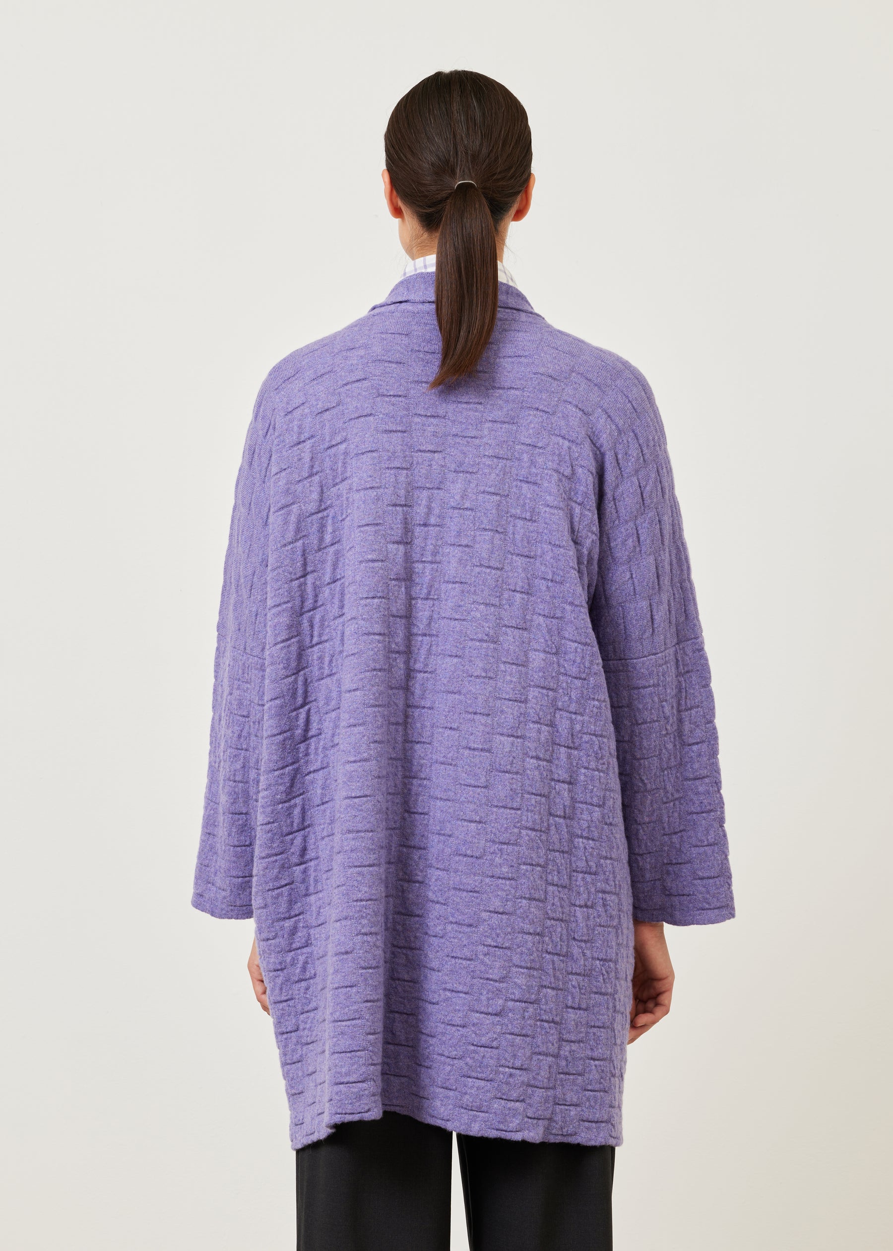 knitted scrunch shawl collar cardigan - long plus